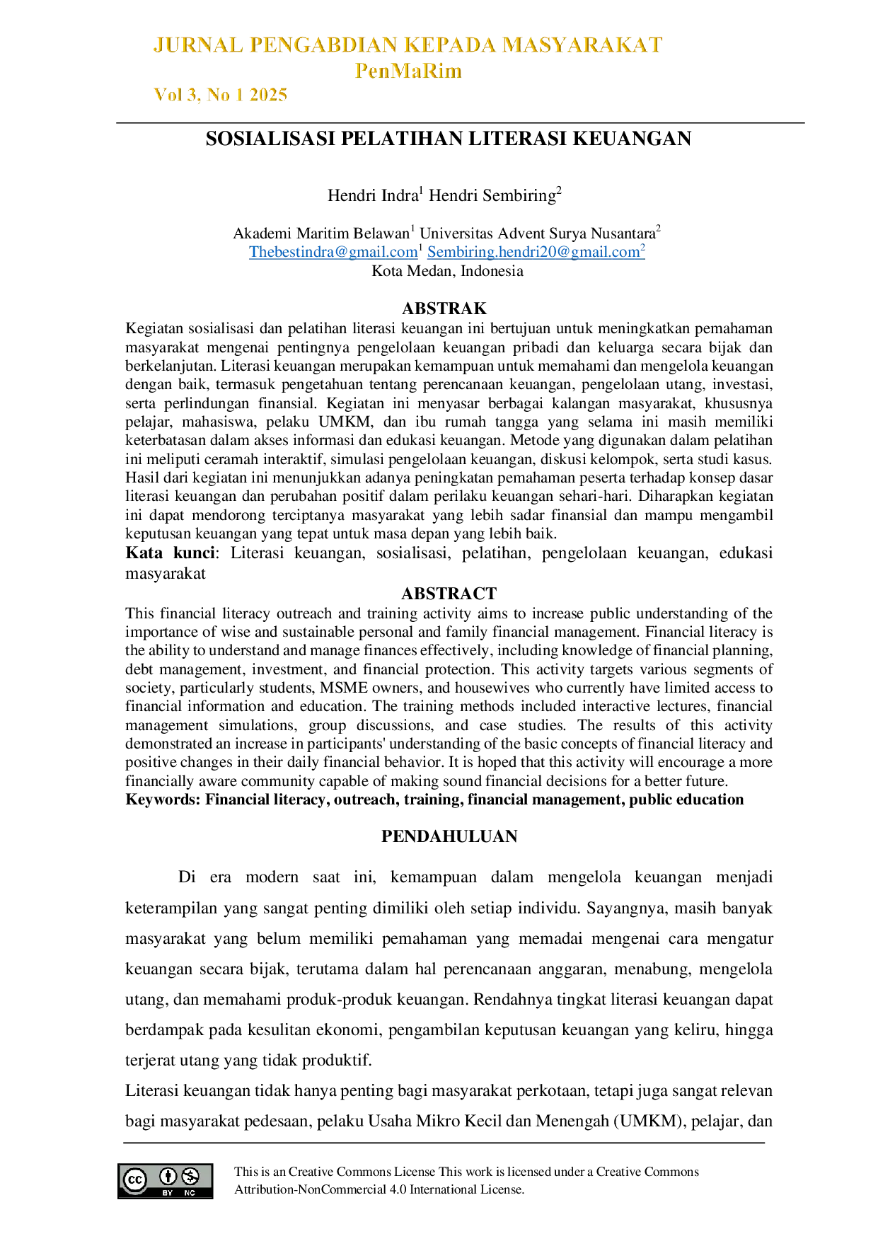 JURIS Sosialisasi Pelatihan Literasi Keuangan