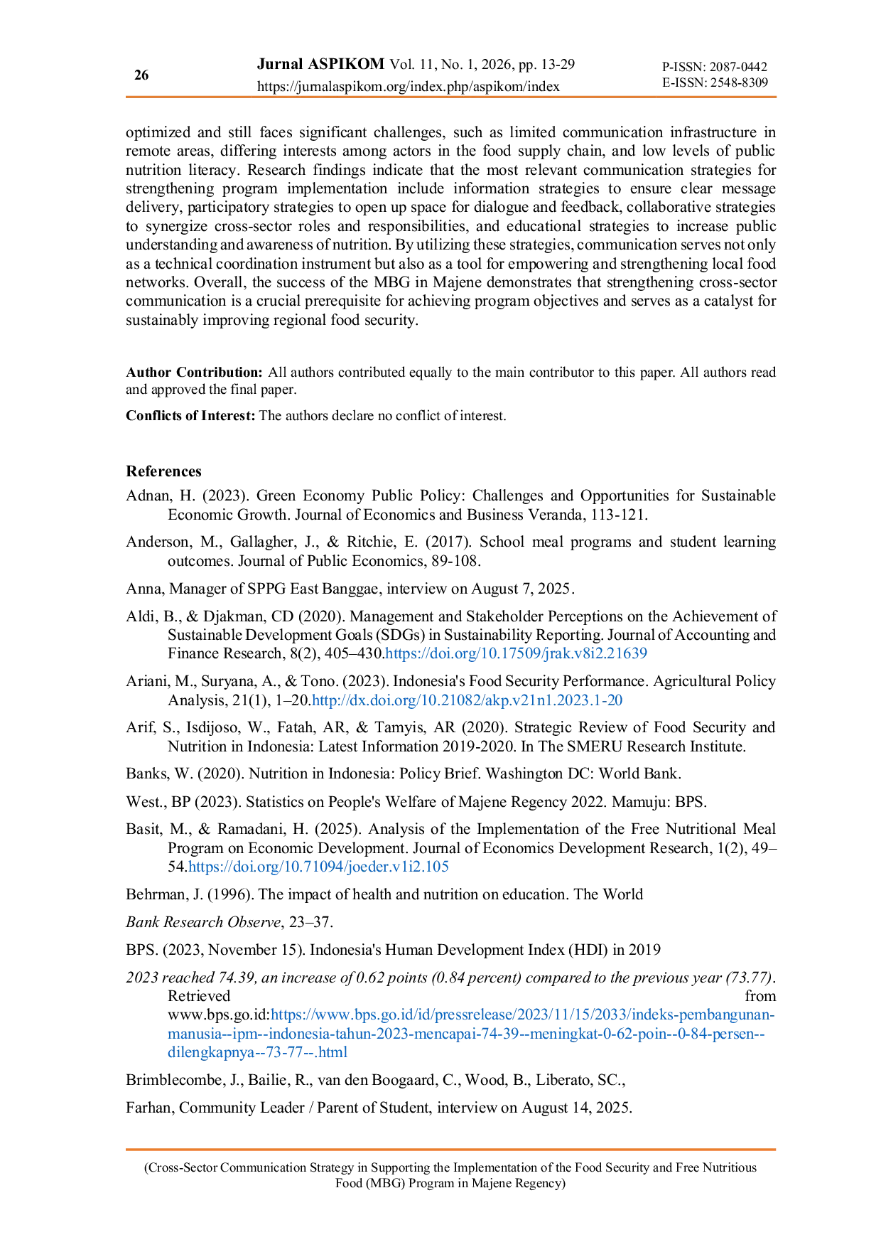 JURIS Cross Sector Communication Strategy in Supporting the Implementation of the Food Security and Free Nutritious Meals MBG Program in Majene Regency