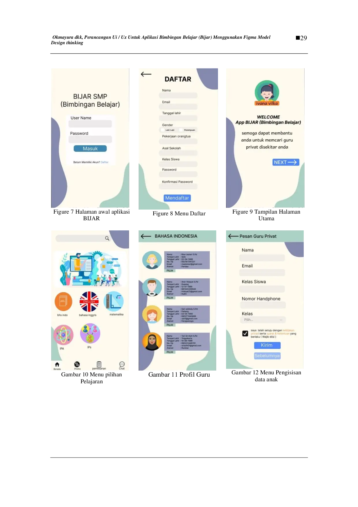 JURIS Design UI Ux Design for Tutoring Applications BIJAR Using the Figma Model Design thinking