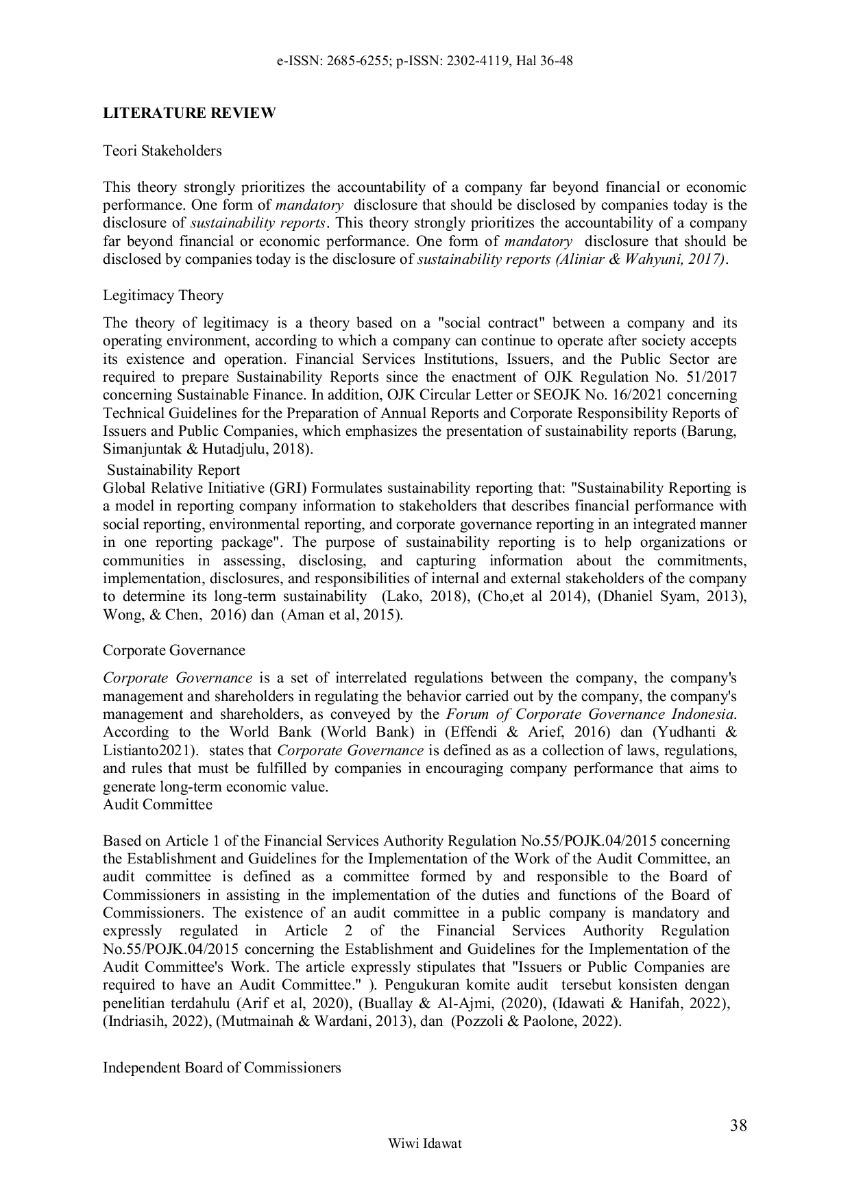 JURIS Characteristics of Corporate Governance and Sustainability Reporting with Profitability as Moderating