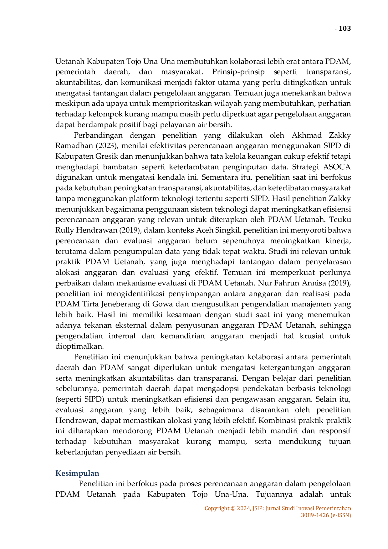 JURIS Perencanaan Anggaran dalam Pengelolaan Perusahaan Daerah Air Minum Uetanah di Kabupaten Tojo Una Una