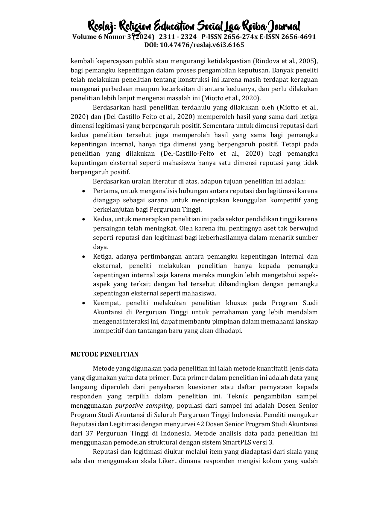 JURIS Pengaruh Reputasi terhadap Legitimasi di Perguruan Tinggi Indonesia