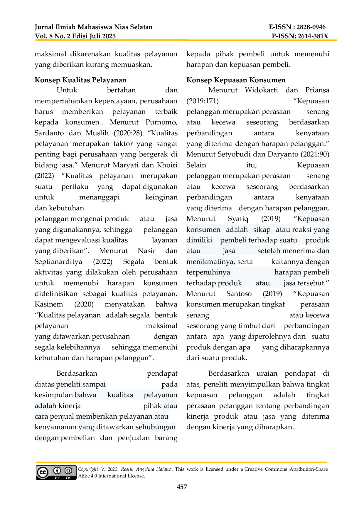 JURIS PENGARUH KUALITAS PELAYANAN TERHADAP KEPUASAN KONSUMEN DI UD BILL NET DI BOTOHILI KECAMATAN LOLOWAU