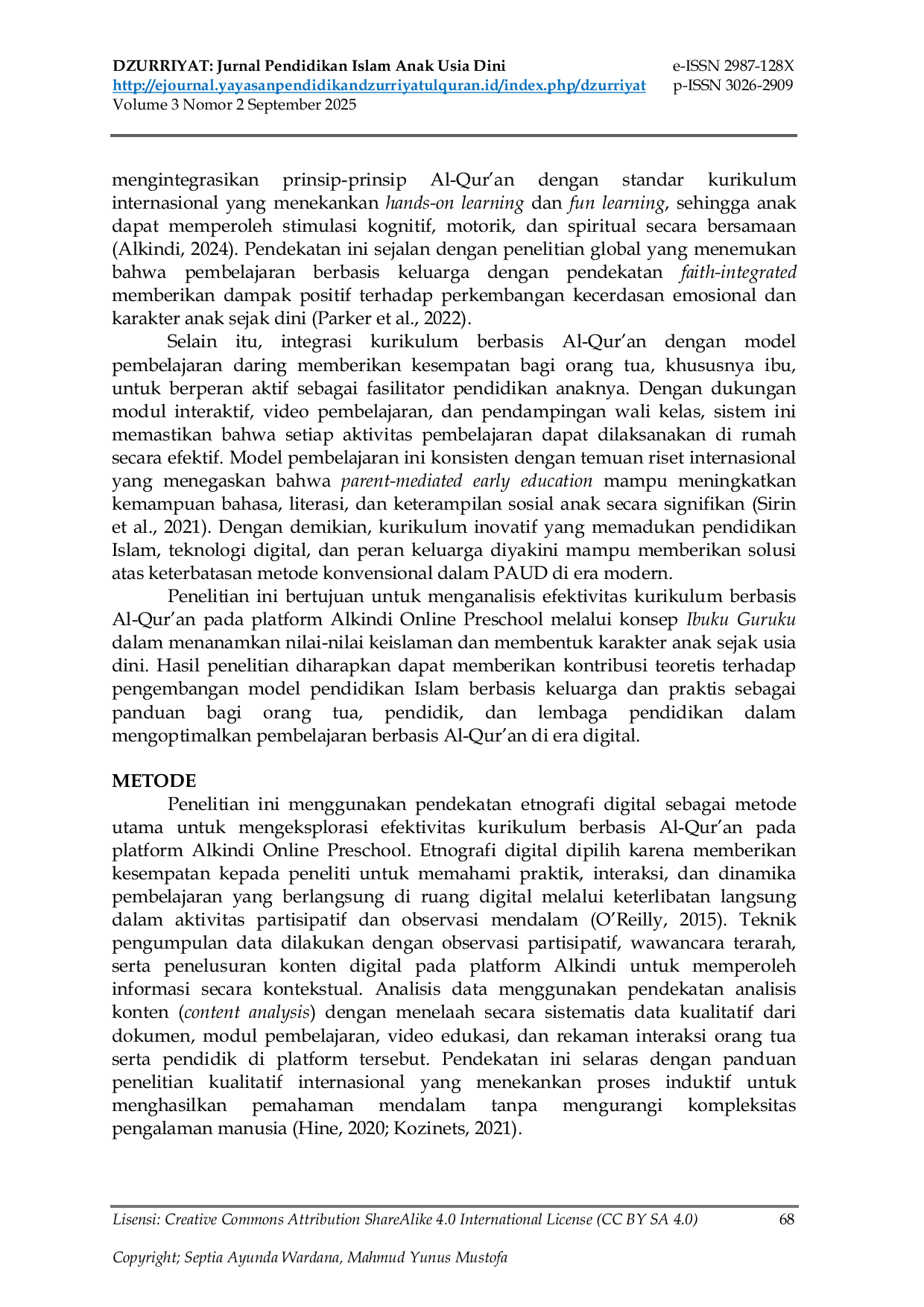 JURIS Efektivitas Kurikulum Berbasis Al Qur an dalam Pendidikan Anak Usia Dini