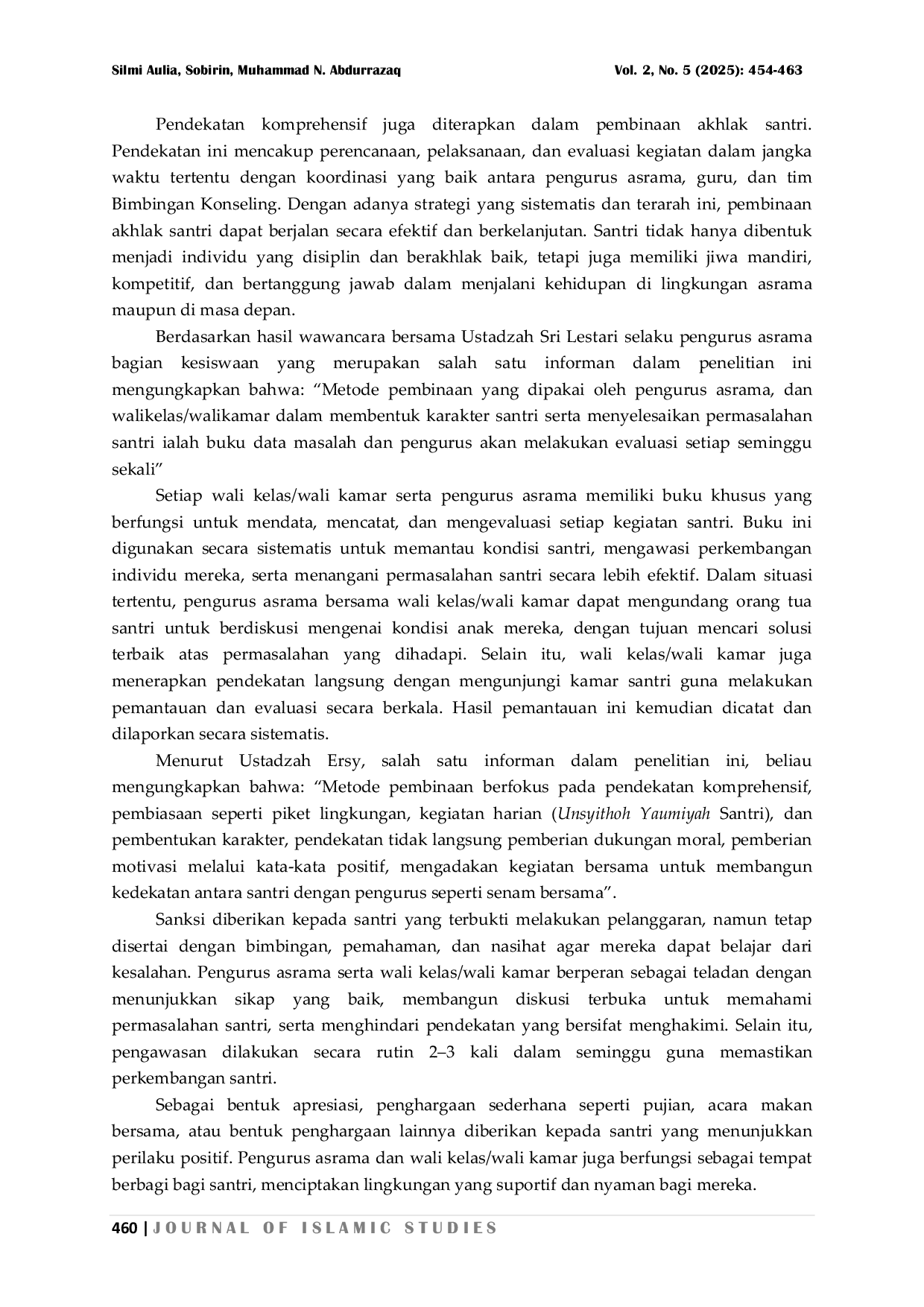 JURIS Strategi Pembinaan Akhlak Santri Dalam Menyelesaikan Problematika Pergaulan Di Asrama Al Musthafa Mahad Al Zaytun