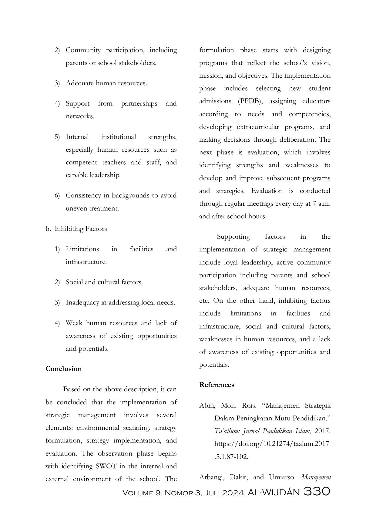 JURIS Implementation Of Strategic Management To Enhance Educational Quality A Perspective Of Postgraduate Students At Malang State Islamic University