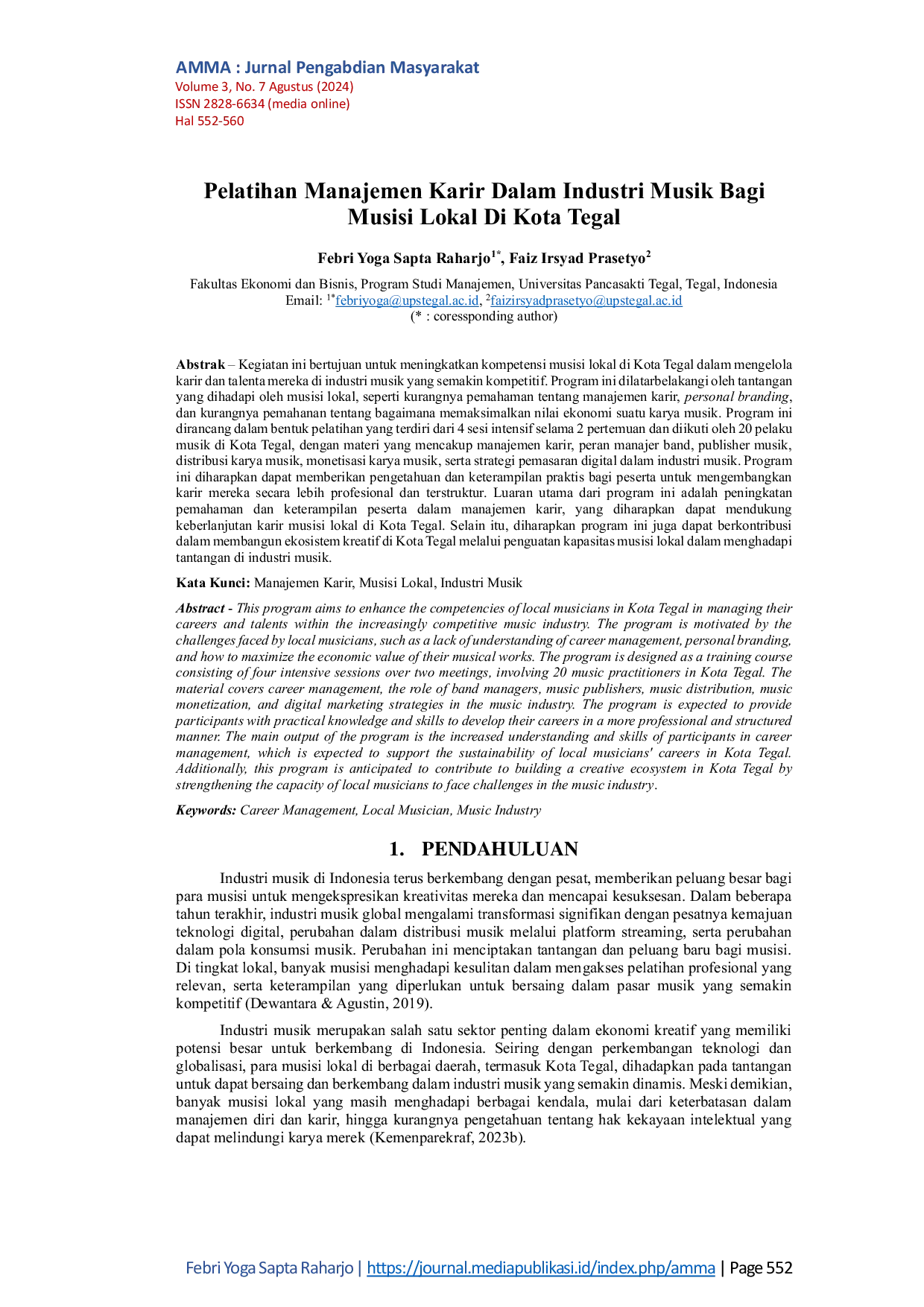 JURIS Pelatihan Manajemen Karir Dalam Industri Musik Bagi Musisi Lokal Di Kota Tegal