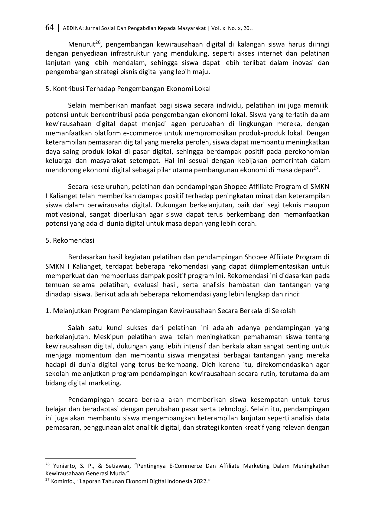 JURIS Peningkatan Minat Berwirausaha Bagi Siswa SMKN I Kalianget dengan Pelatihan dan Pendampingan Shopee Affiliate Program