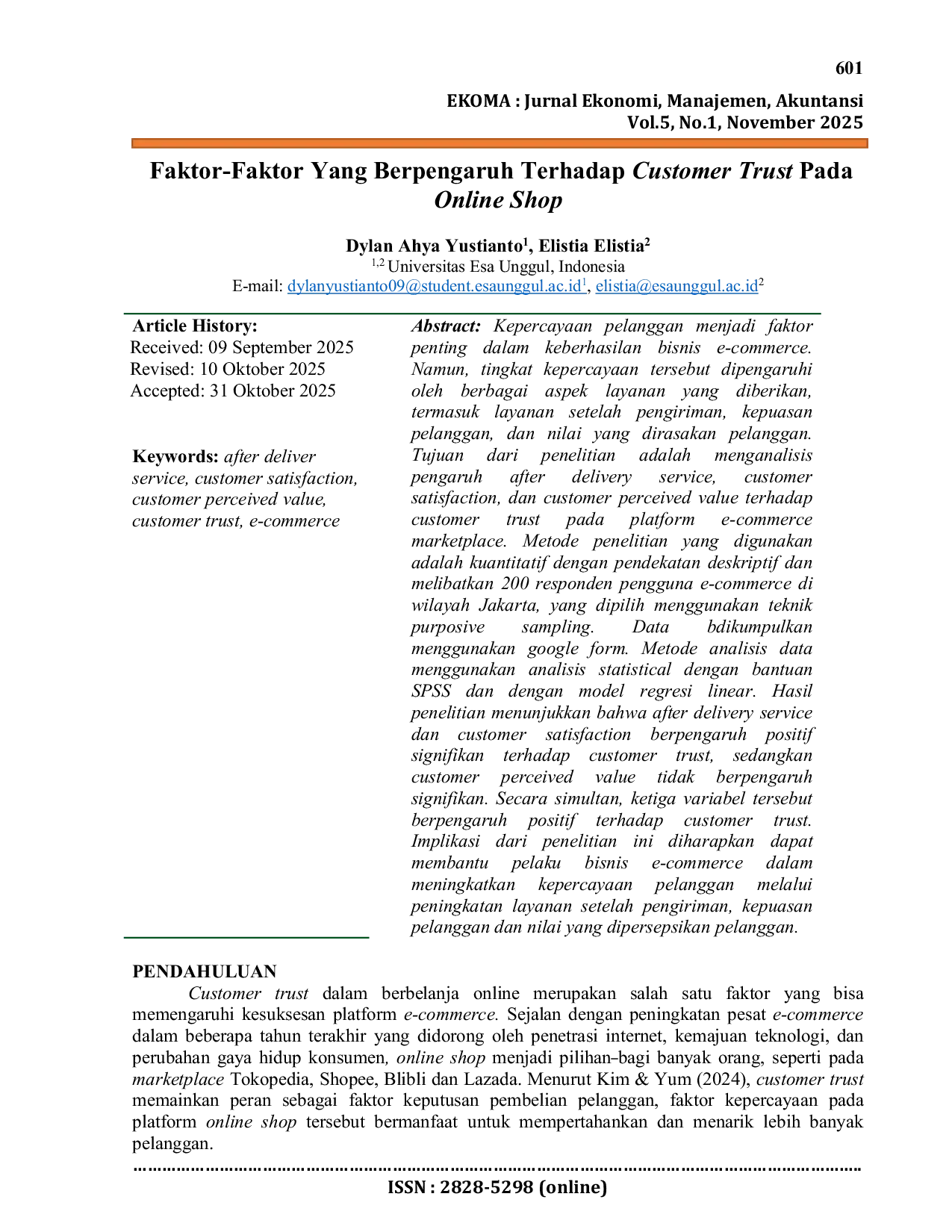 JURIS Faktor Faktor yang Berpengaruh terhadap Customer Trust pada Online Shop