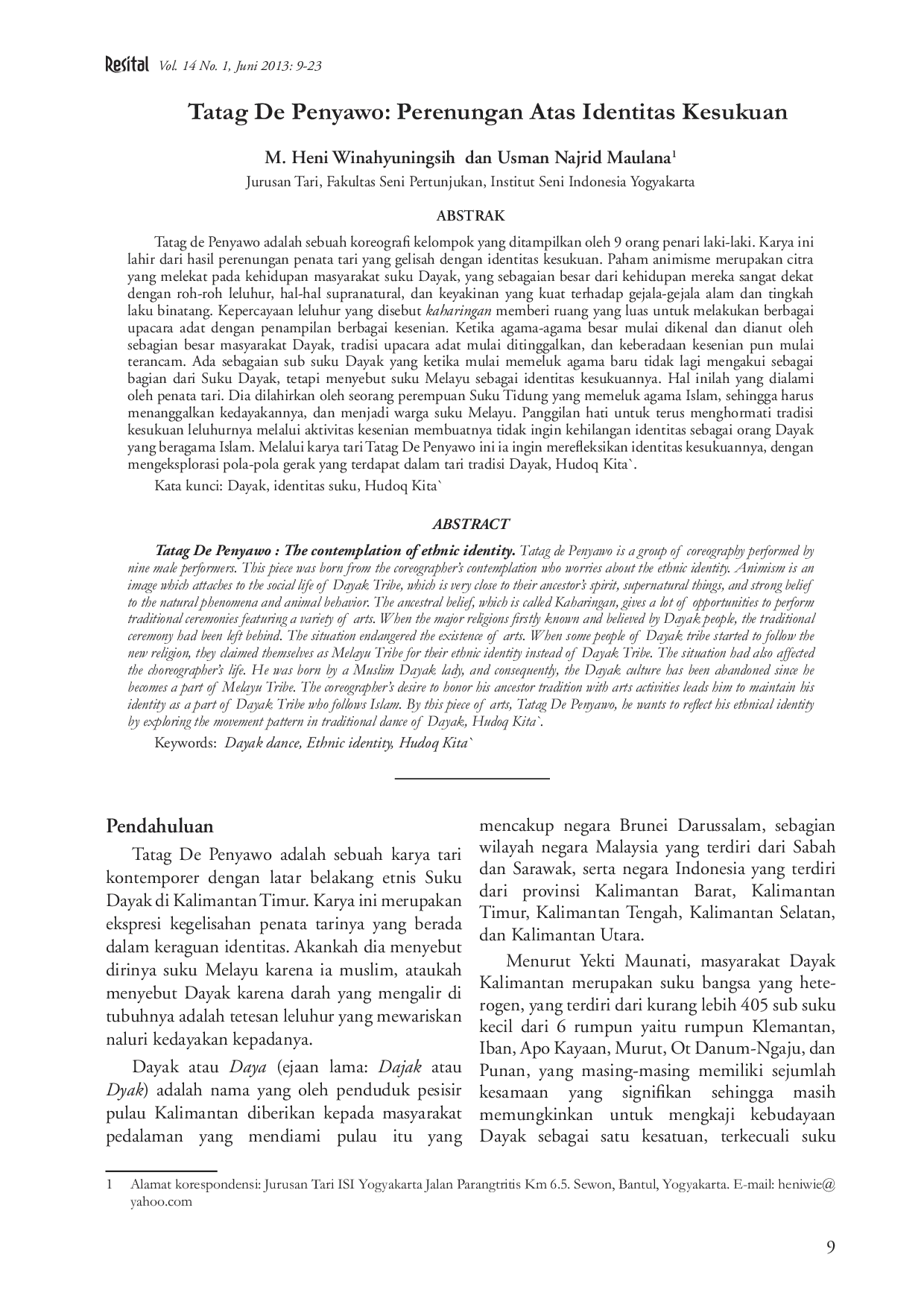 juris Tatag De Penyawo Perenungan Atas Identitas Kesukuan