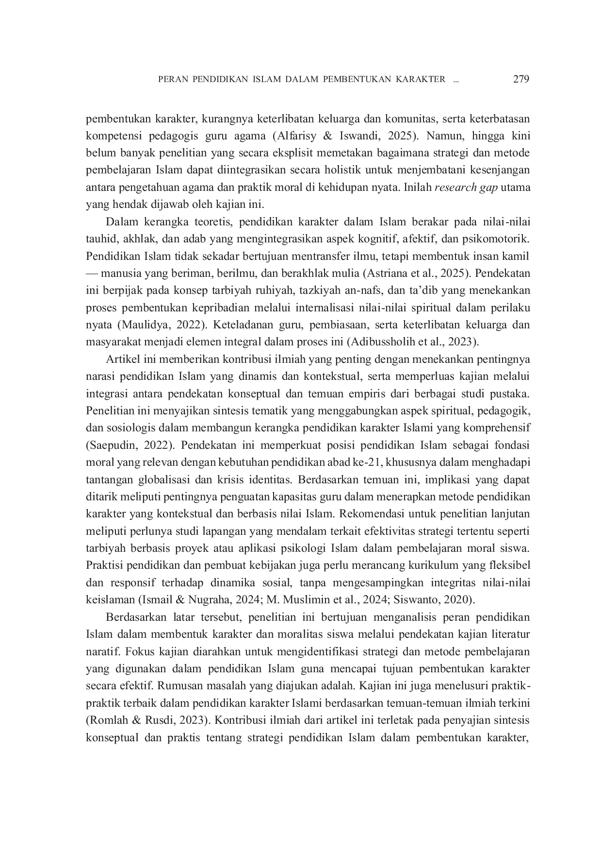 JURIS The Role of Islamic Education in the Formation of Student Character and Morality A Synthesis Literature Review on Strategies and Methods