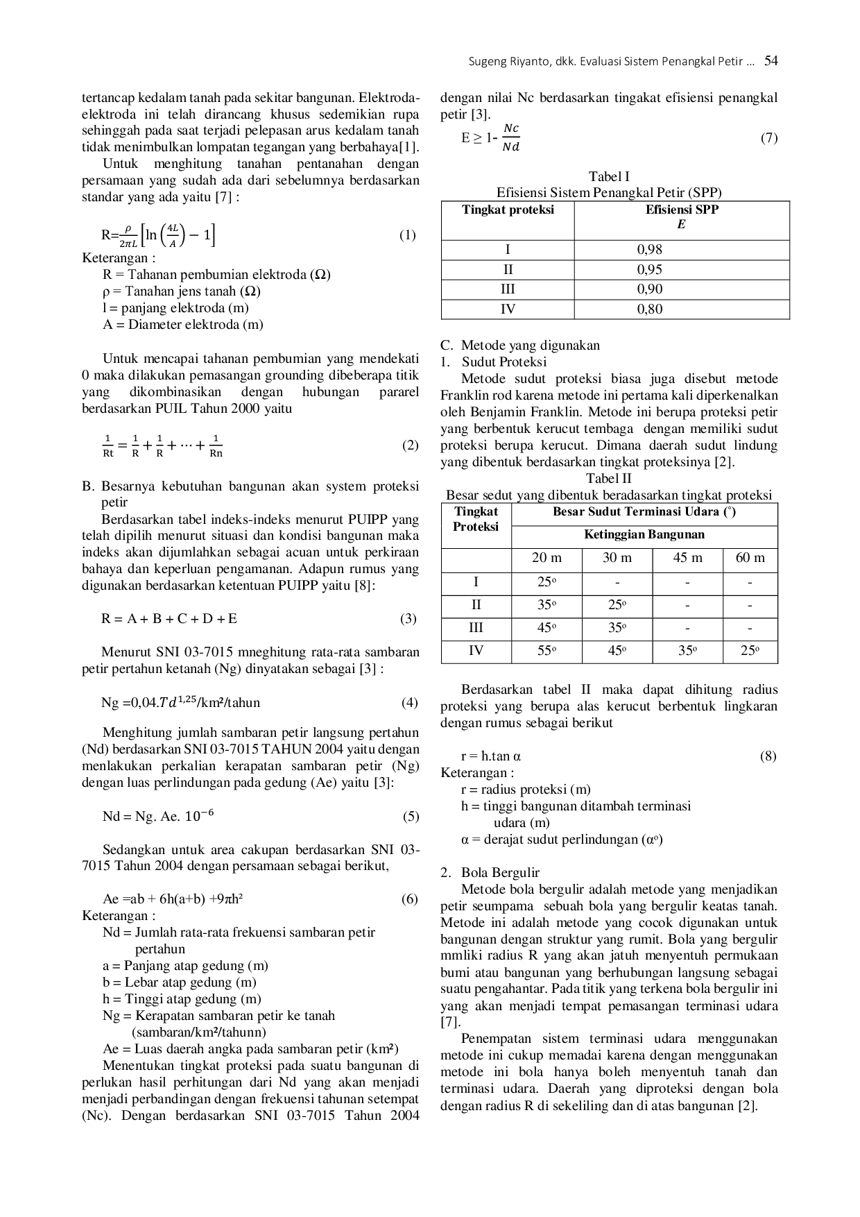 JURIS Evaluasi Sistem Penangkal Petir Eksternal Menggunakan Metode Sudut Proteksi Dan Bola Bergulir Pada Gedung Fkip Universitas Borneo Tarakan