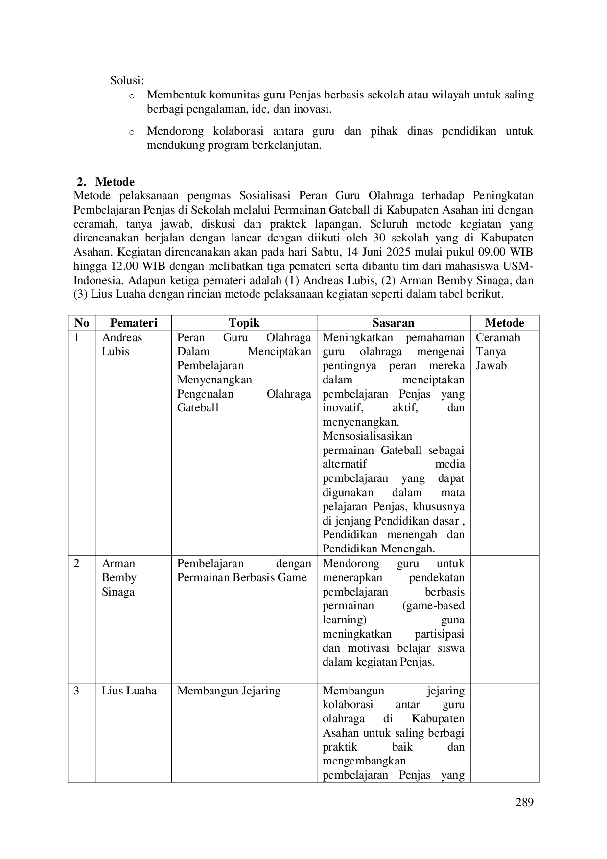 JURIS Sosialisasi Terhadap Peningkatan Pembelajaran Penjas di Sekolah Melalui Permainan Gateball di Kabupaten Asahan