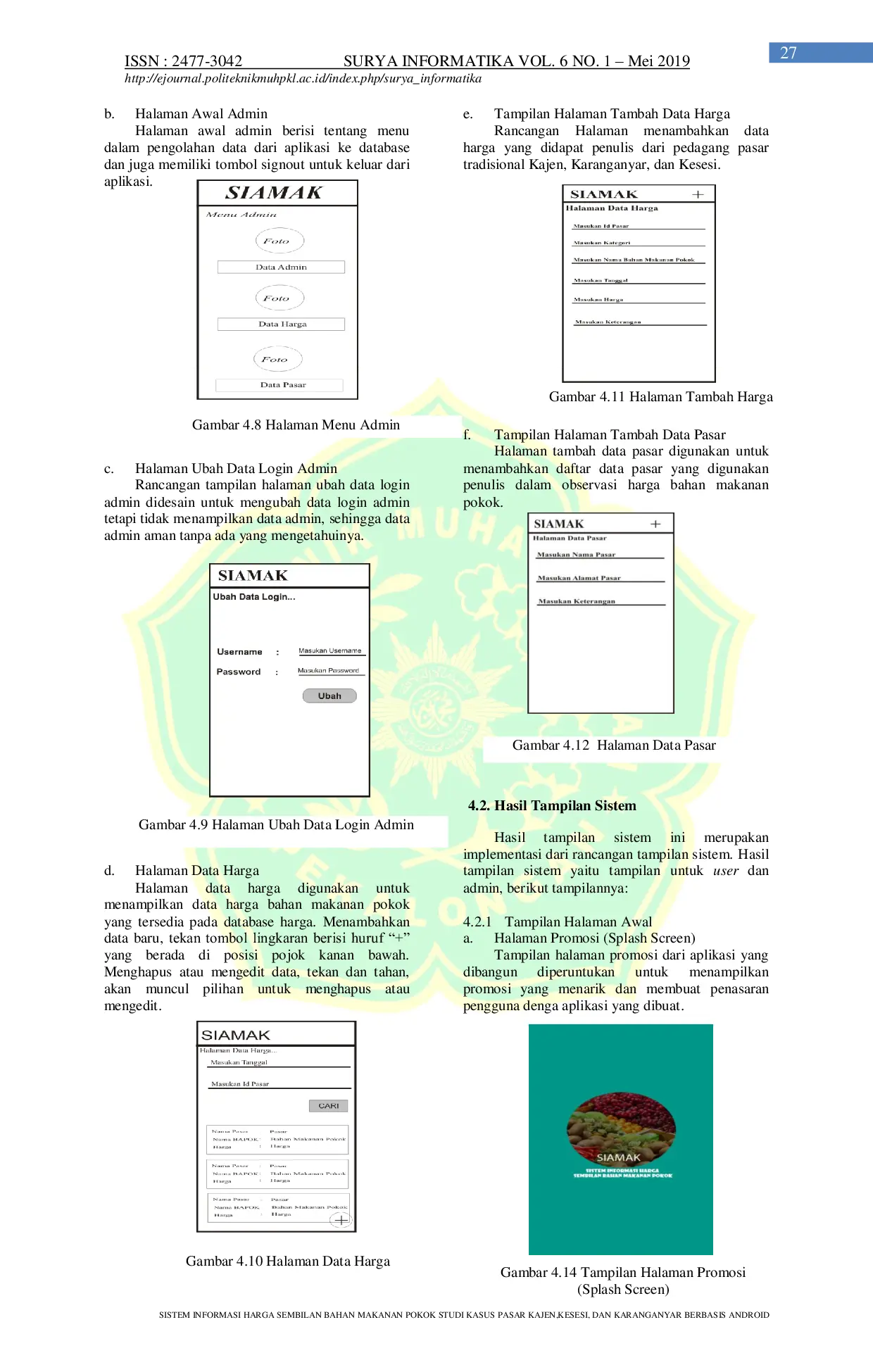 JURIS Sistem Informasi Harga Sembilan Bahan Makanan Pokok Studi Kasus Pasar Kajen Kesesi Dan Karanganyar Berbasis Android