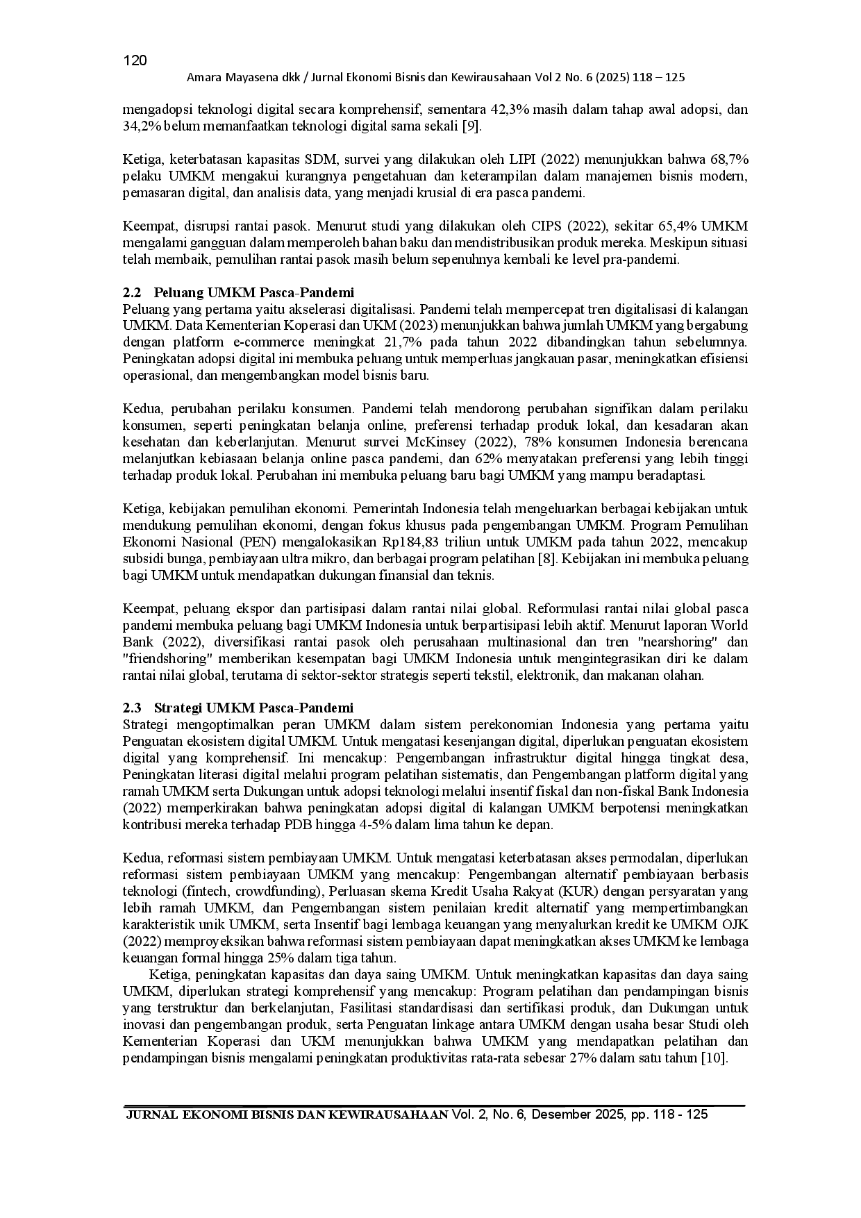 juris Analisis Tantangan Dan Peluang UMKM Pasca Pandemi Covid 19 Pada Pelaku Usaha Di Sekitar Universitas Jambi