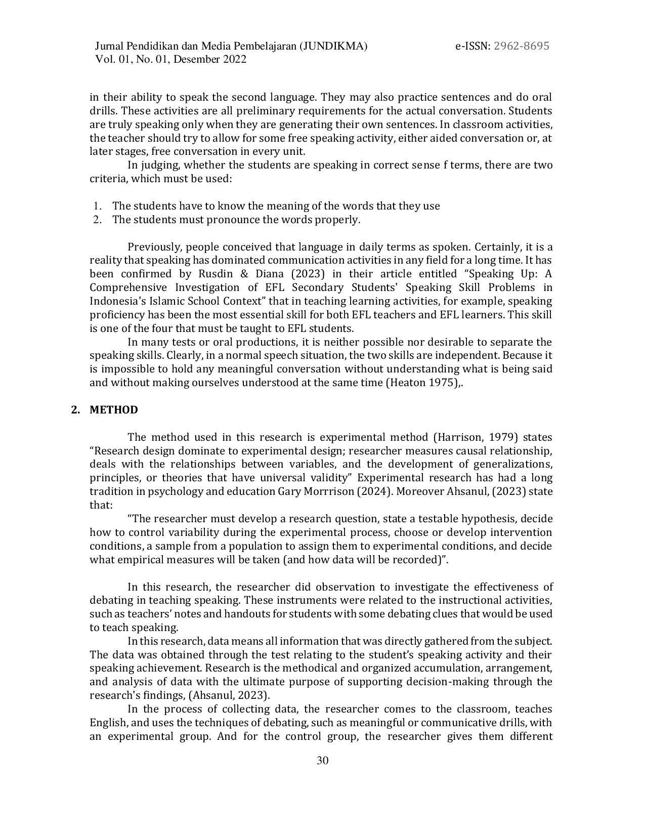 JURIS The Effectiveness of English Debating In Teaching Speaking For Senior High School Students