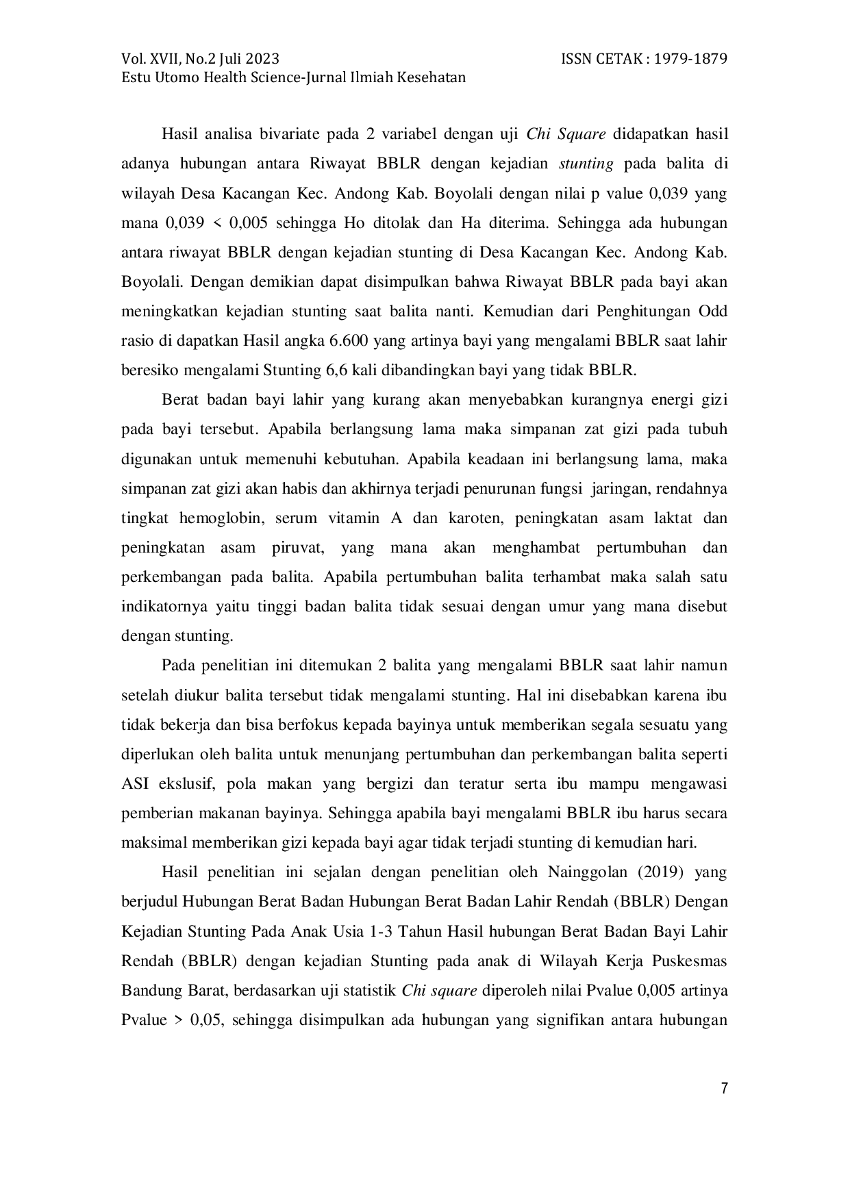 JURIS Faktor Penyebab Stunting Di Desa Kacangan Kecamatan Andong Boyolali