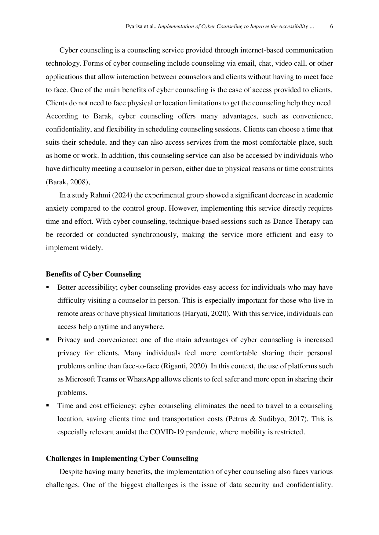 JURIS Implementation of Cyber Counseling to Improve the Accessibility of Counseling Services