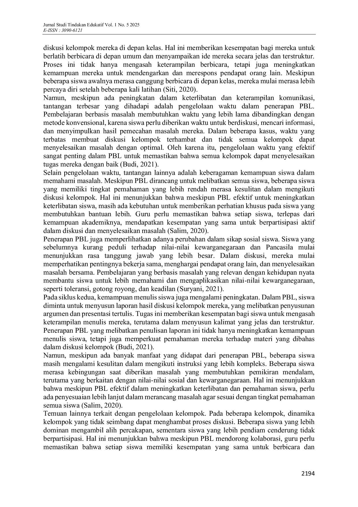 JURIS Enhancing Civic Education through Problem Based Learning at MIS Baiturrahman Fostering Critical Thinking and Social Responsibility