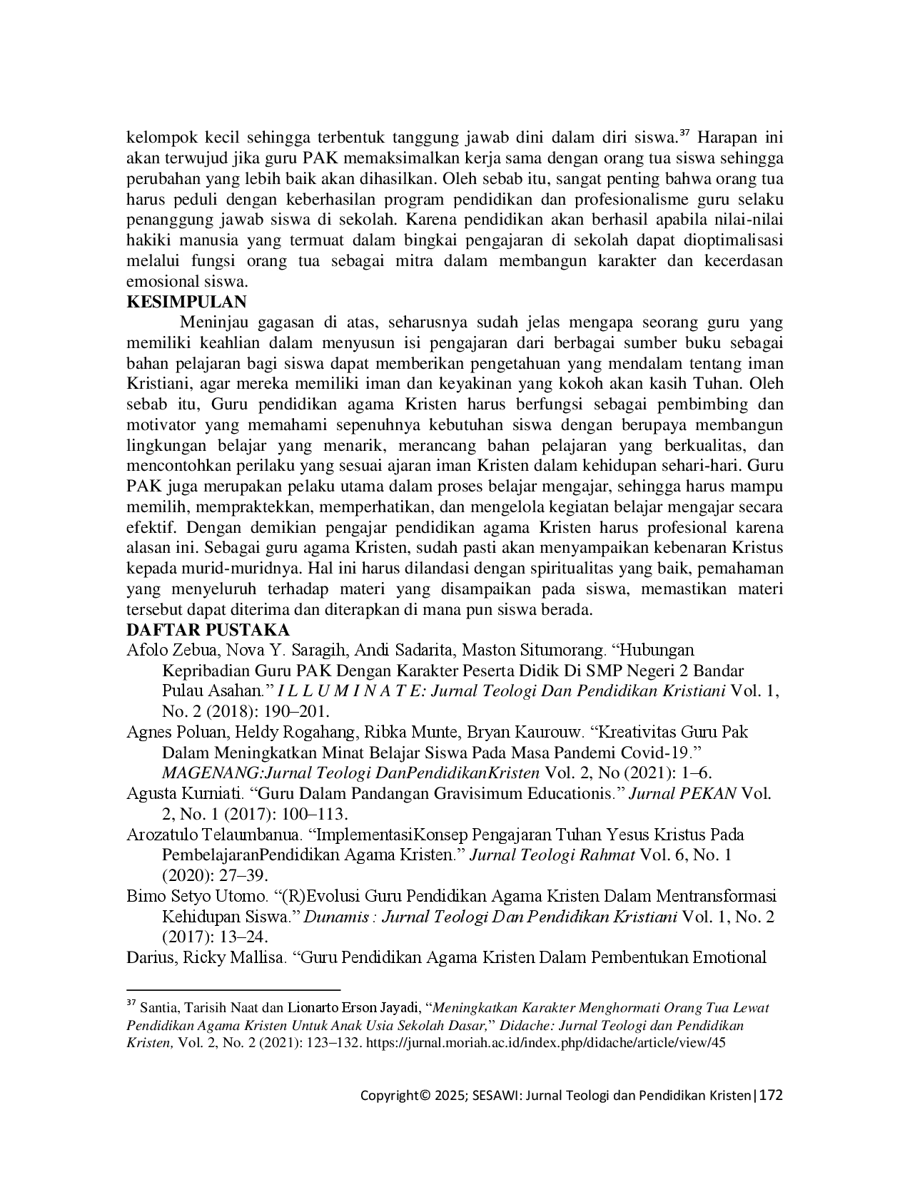 juris Integrasi Nilai Karakter Dalam Profesionalisme Guru PAK Berdasarkan 2 Timotius 2 24 25