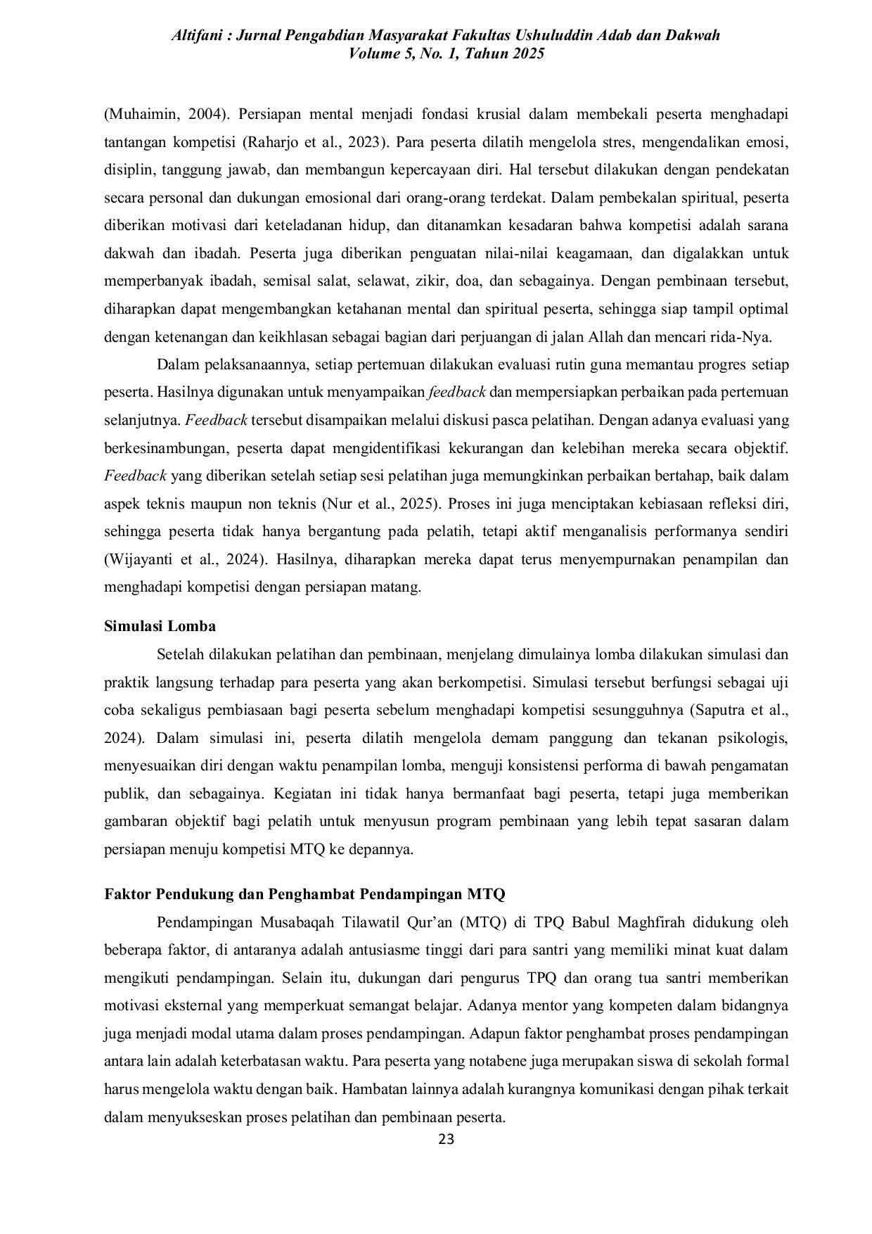 JURIS Pendampingan Musabaqah Tilawatil Qur an di Taman Pendidikan Al Qur an Babul Maghfirah Gunong Kleng Aceh Barat