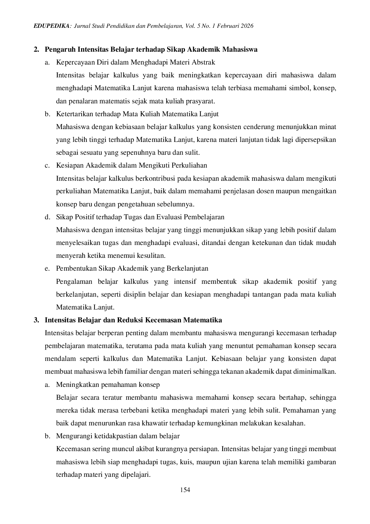 JURIS Pengaruh Intensitas Belajar Kalkulus terhadap Sikap Mahasiswa terhadap Mata Kuliah Matematika Lanjut