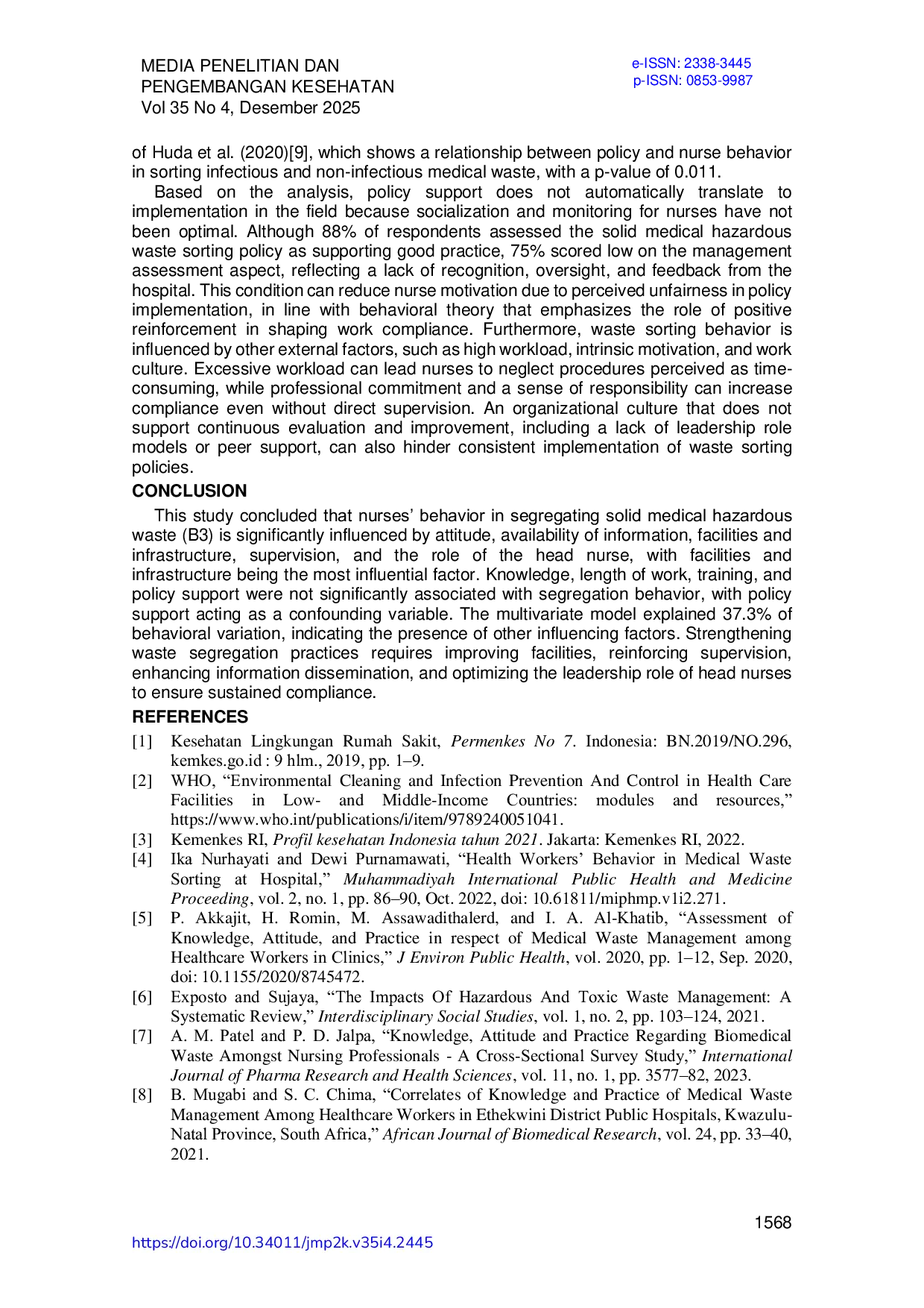 JURIS Nurses Practices In Segregating Solid Hazardous Medical Waste