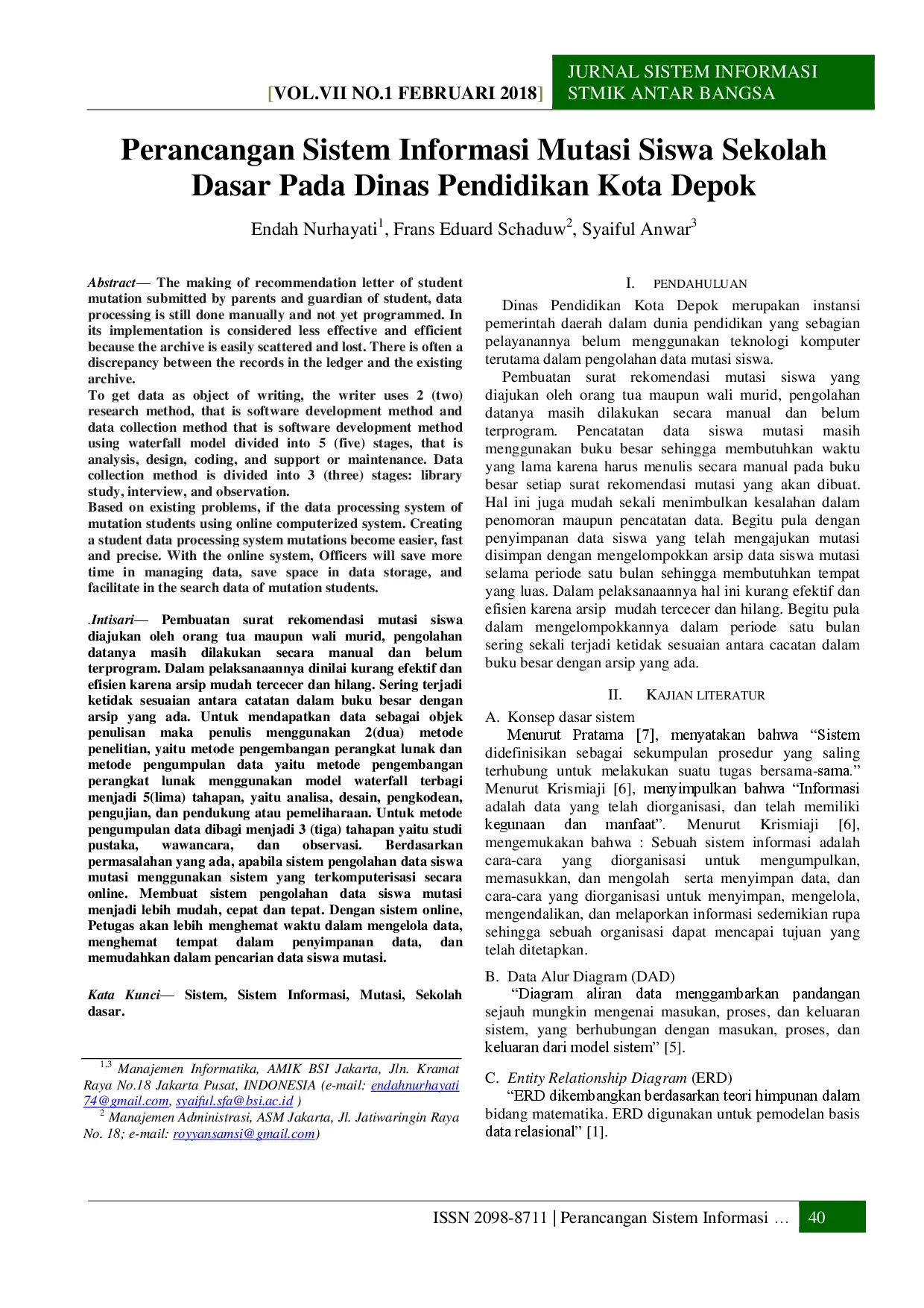 juris Perancangan Sistem Informasi Mutasi Siswa Sekolah Dasar Pada Dinas Pendidikan Kota Depok