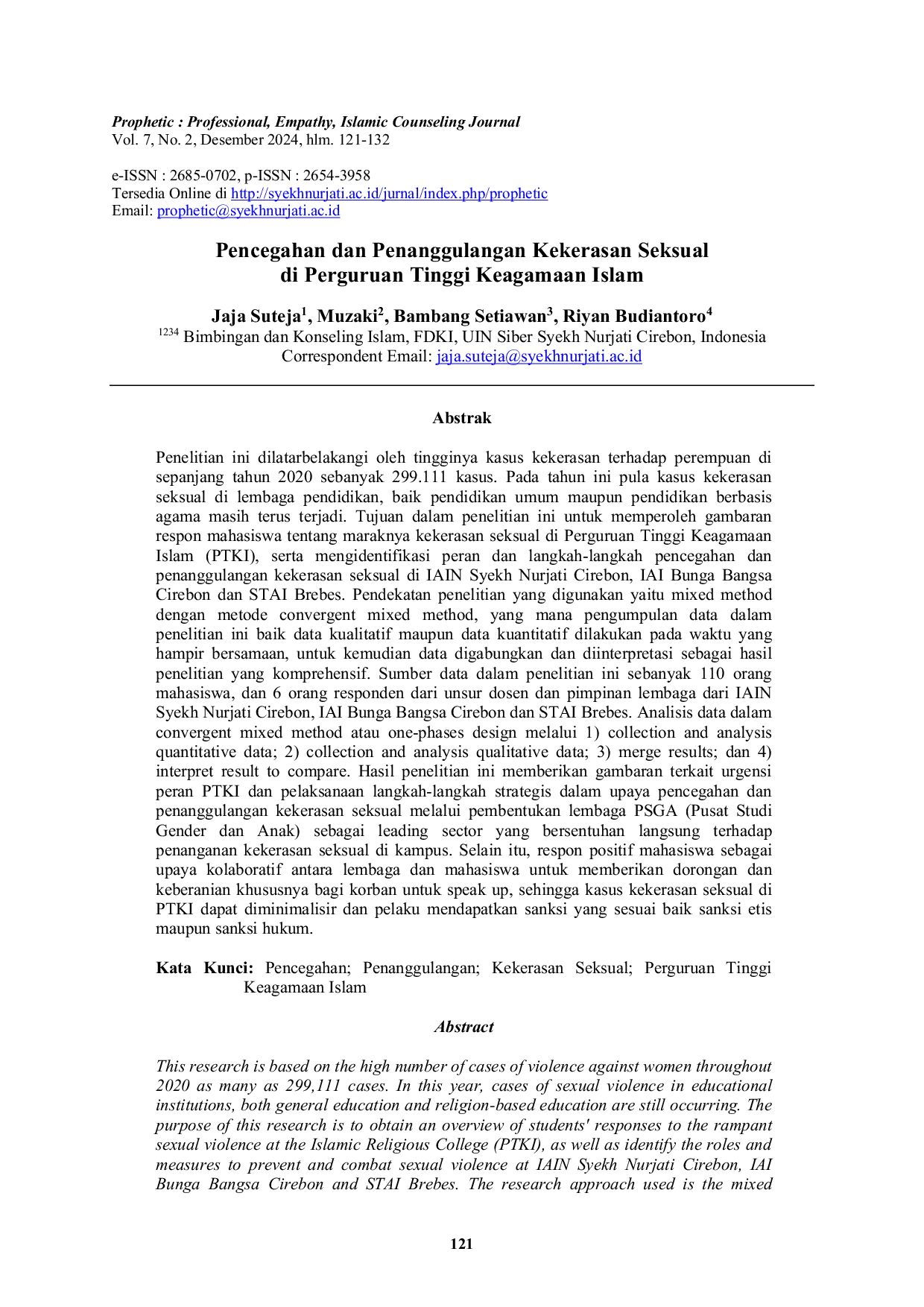 JURIS Pencegahan Dan Penanggulangan Kekerasan Seksual Di Perguruan Tinggi Keagamaan Islam