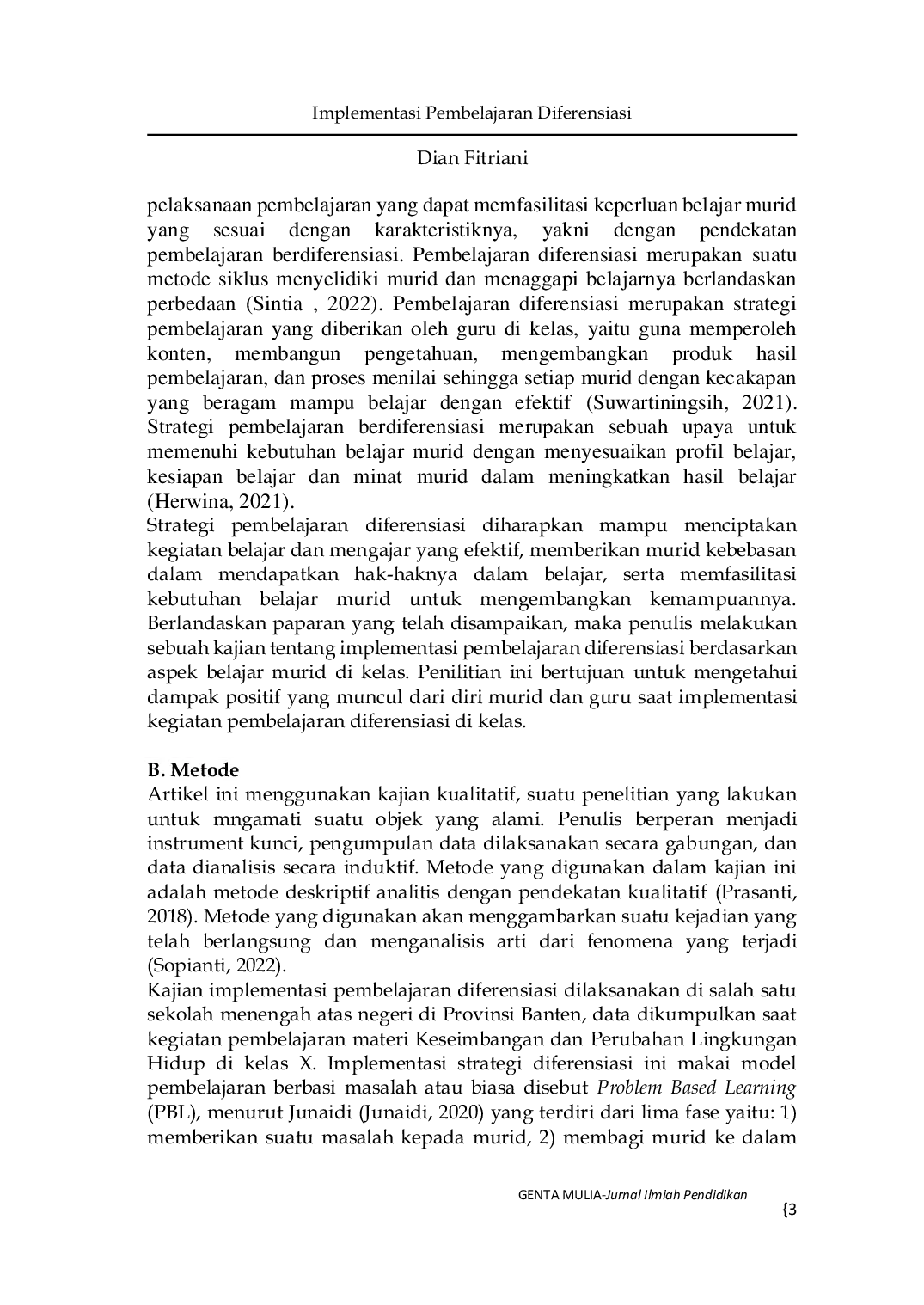 JURIS Implementasi Pembelajaran Diferensiasi Berdasarkan Aspek Kesiapan Belajar Murid di Sekolah Menengah Atas