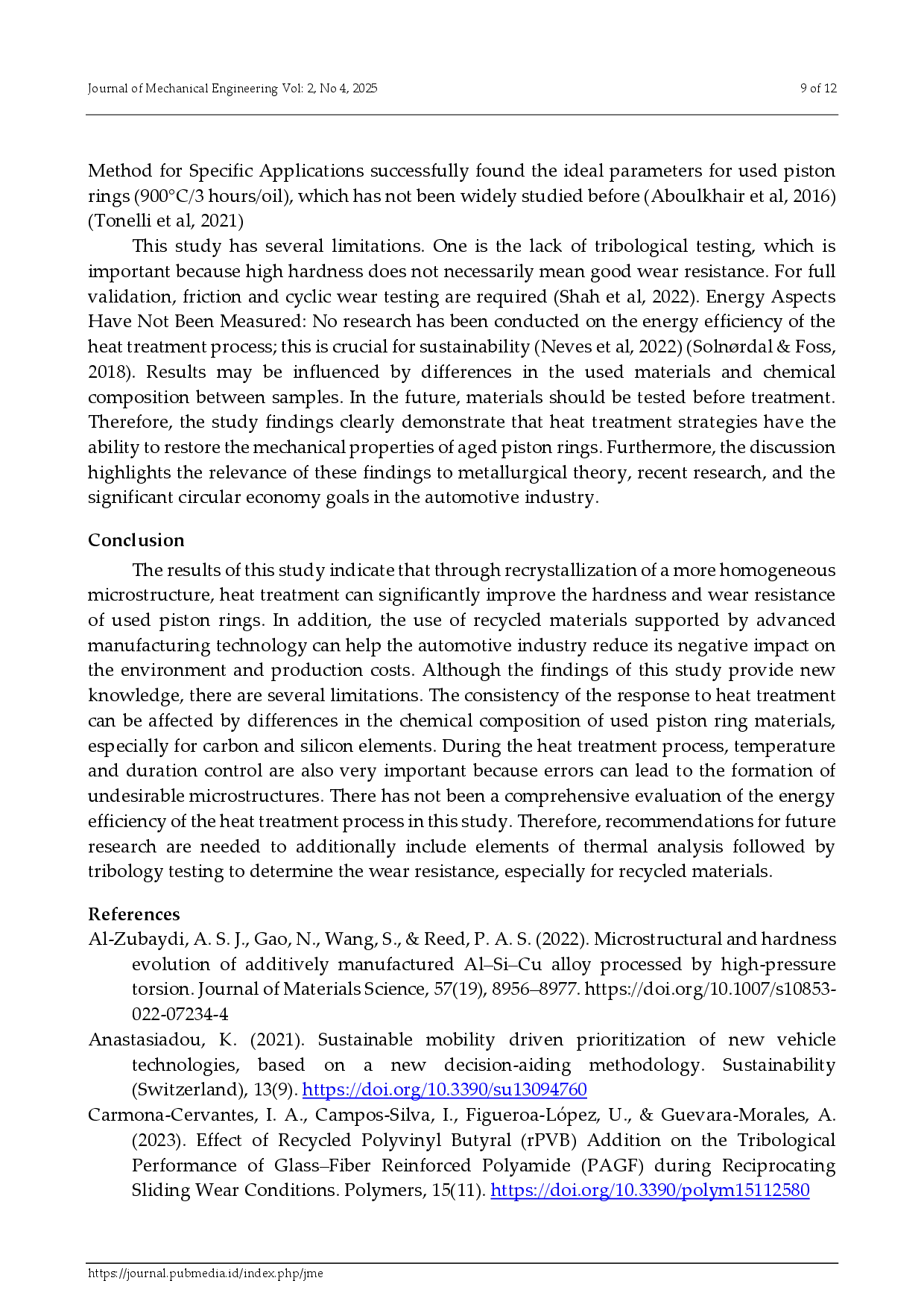 juris Circular Strategy Through Heat Treatment of Recycled Piston Rings for the Sustainability of the Automotive Economy