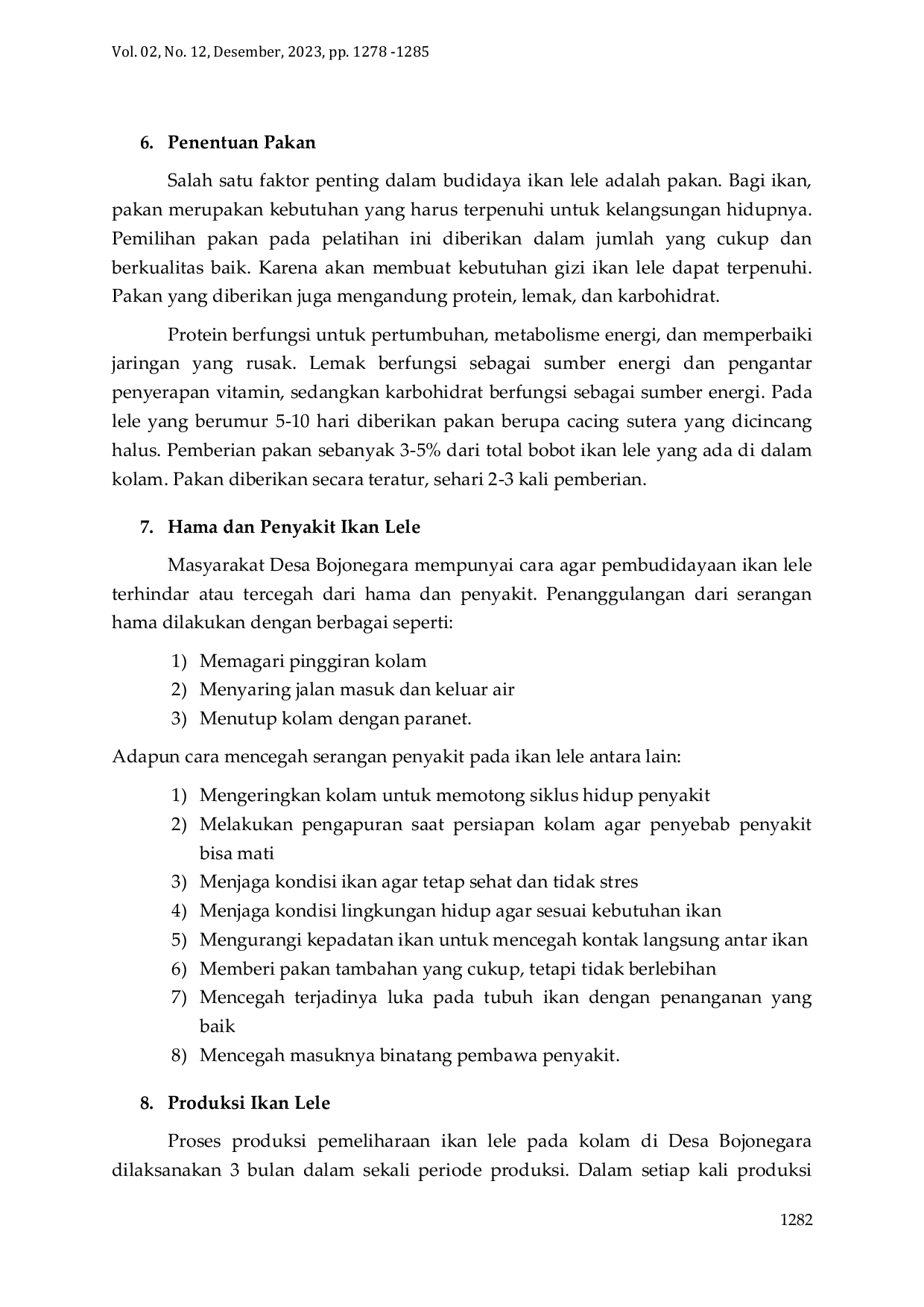 JURIS Pelatihan Pembudidayaan Ikan Lele Dalam Upaya Meningkatkan Produktivitas Masyarakat di Desa Bojonegara Kabupaten Serang