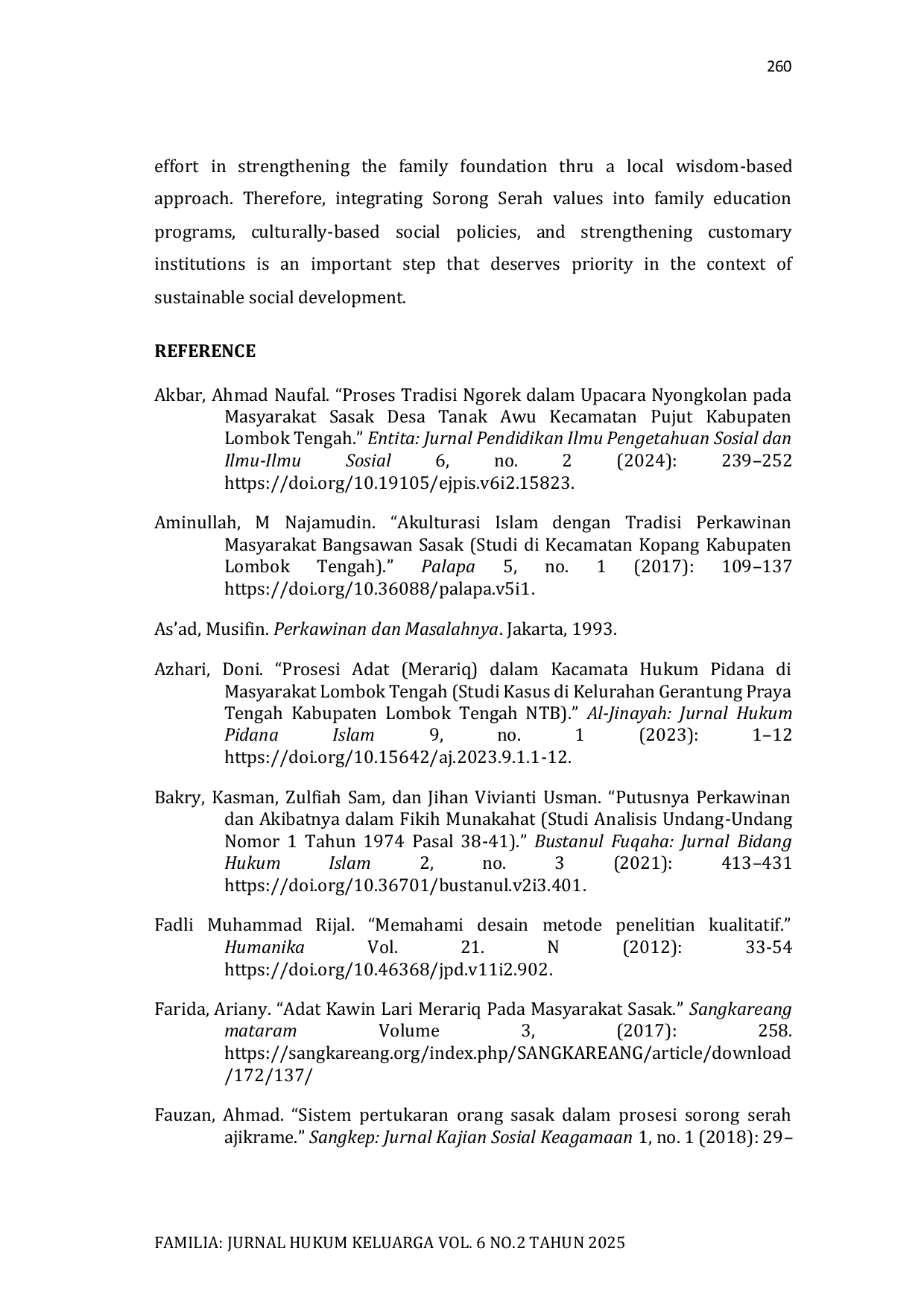 JURIS The Role of Sorong Serah Traditional Wedding Ritual of Resilience in East Lombok