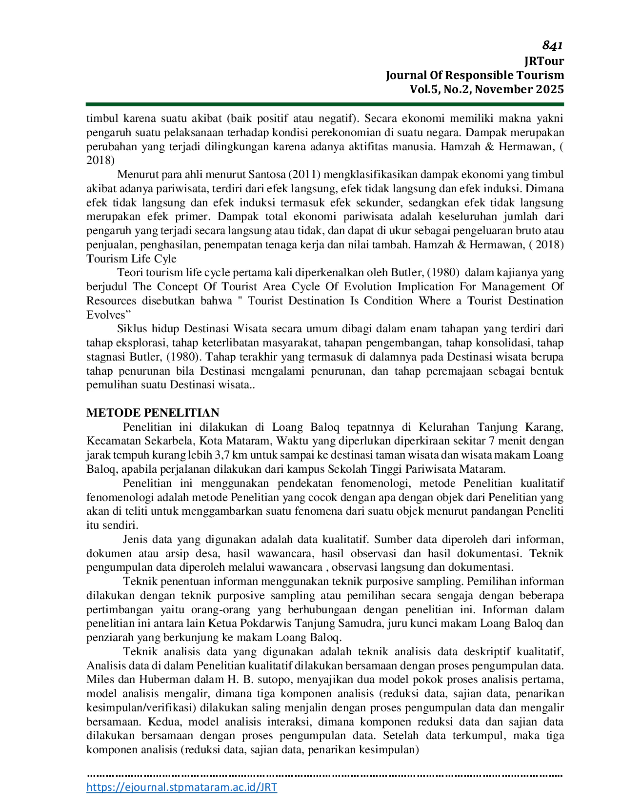 JURIS Dampak Pembangunan Taman Wisata Loang Baloq Terhadap Eksistensi Wisata Religi di Loang Baloq