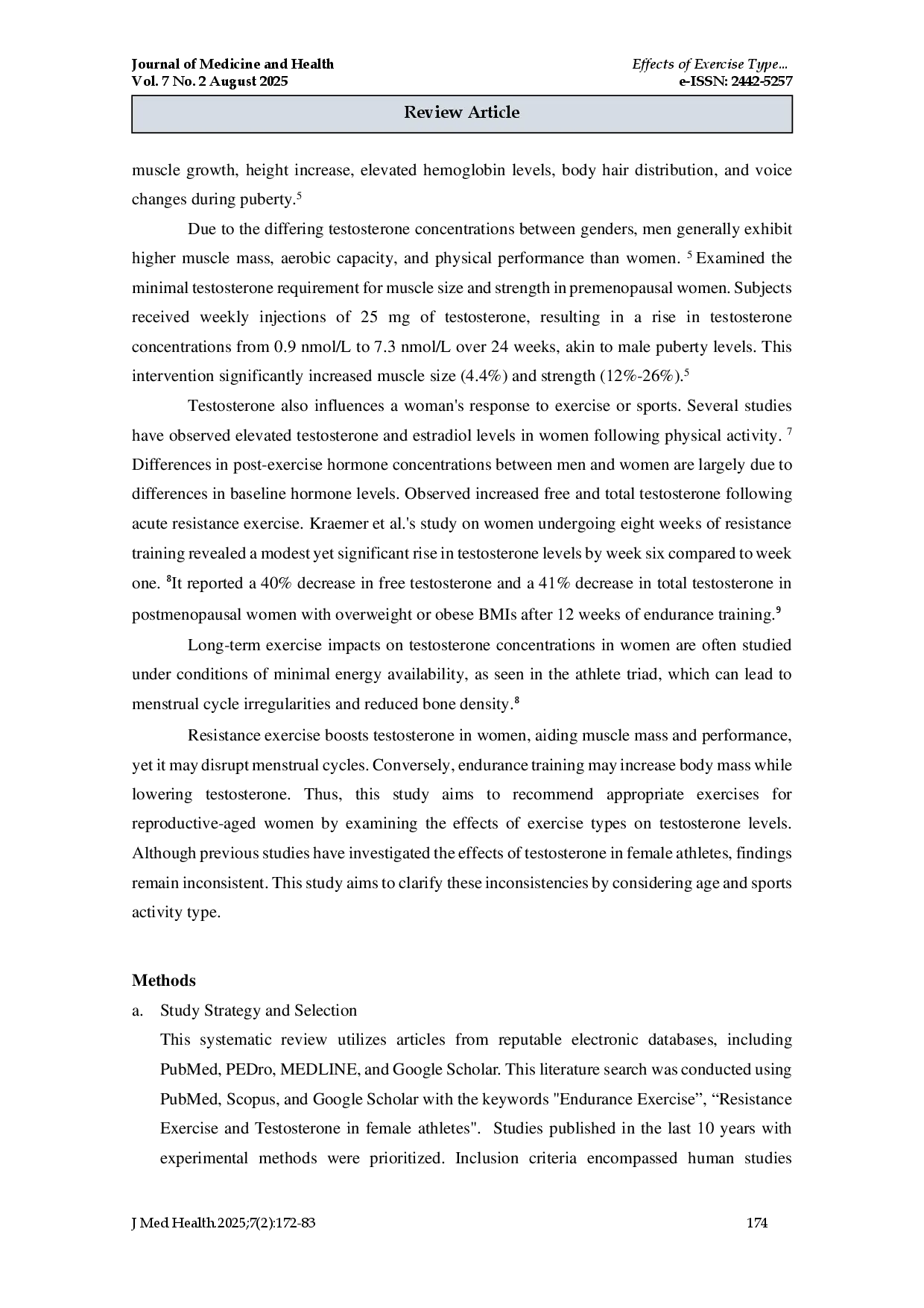 juris Effects of Exercise Type on Testosterone Levels in Female Athletes A Systematic Review