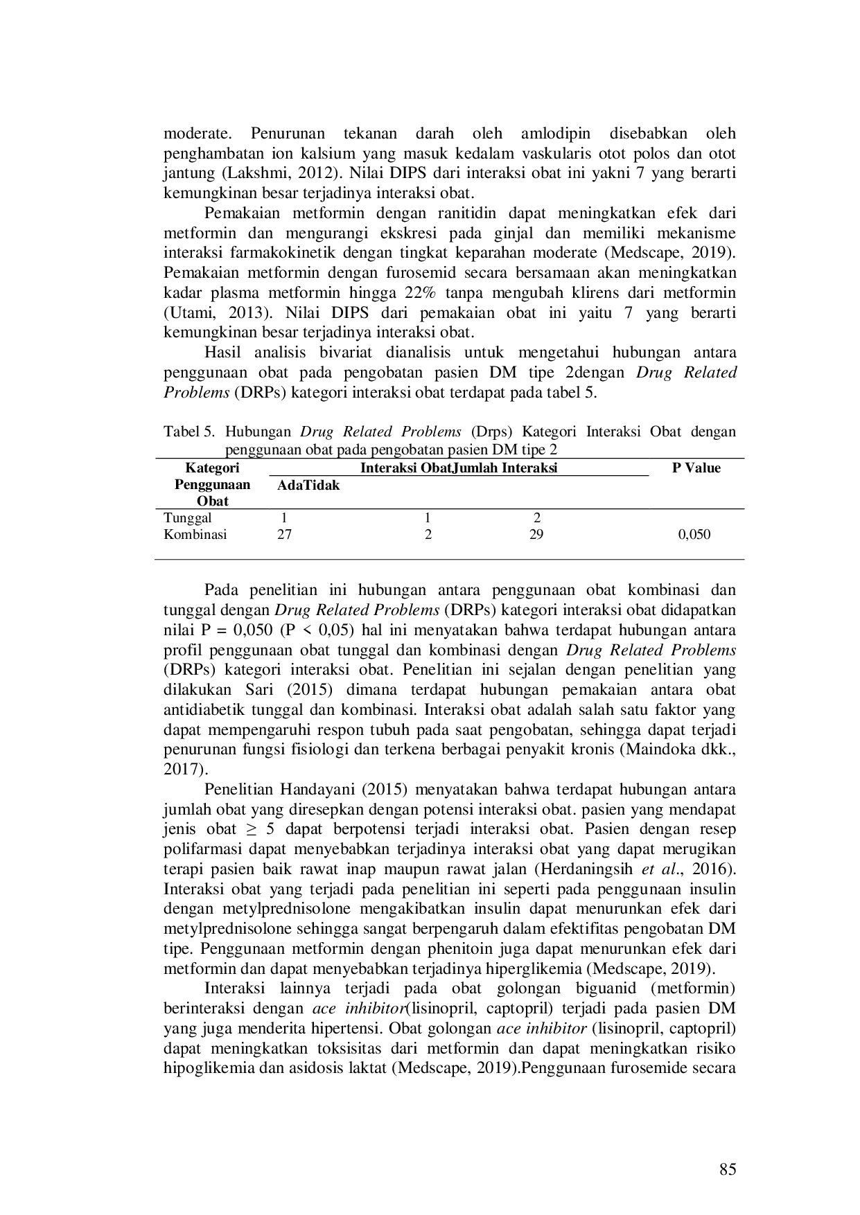 JURIS Hubungan Drug Related Problems DRPs Kategori Interaksi Obat pada Penggunaan Obat Pasien Diabetes Mellitus Tipe 2