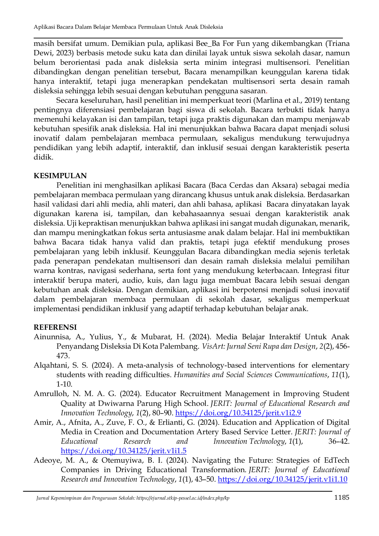 JURIS Aplikasi Bacara Dalam Belajar Membaca Permulaan Untuk Anak Disleksia