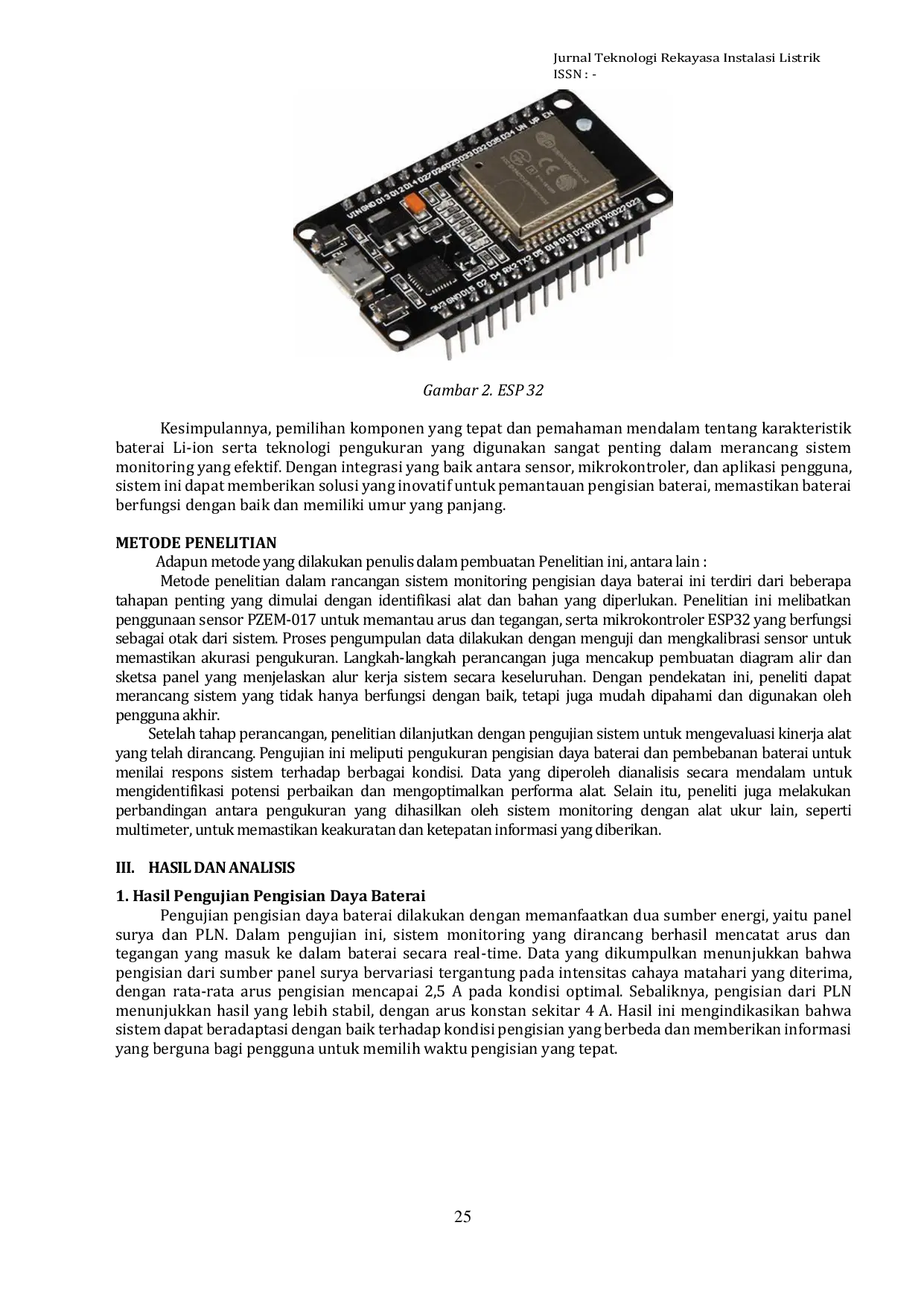 JURIS Rancang Bangun Sistem Monitoring Pengisian Daya Baterai 48 Volt 12 Ah Terintegrasi Internet Of Things