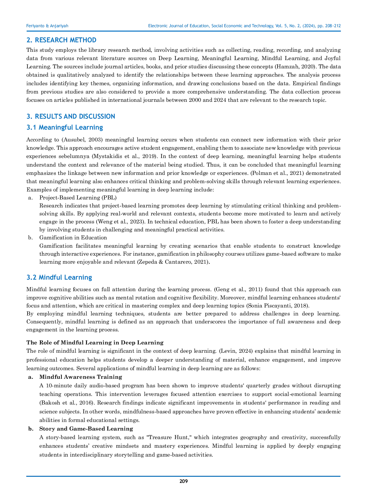 JURIS Deep Learning Approach Through Meaningful Mindful and Joyful Learning A Library Research