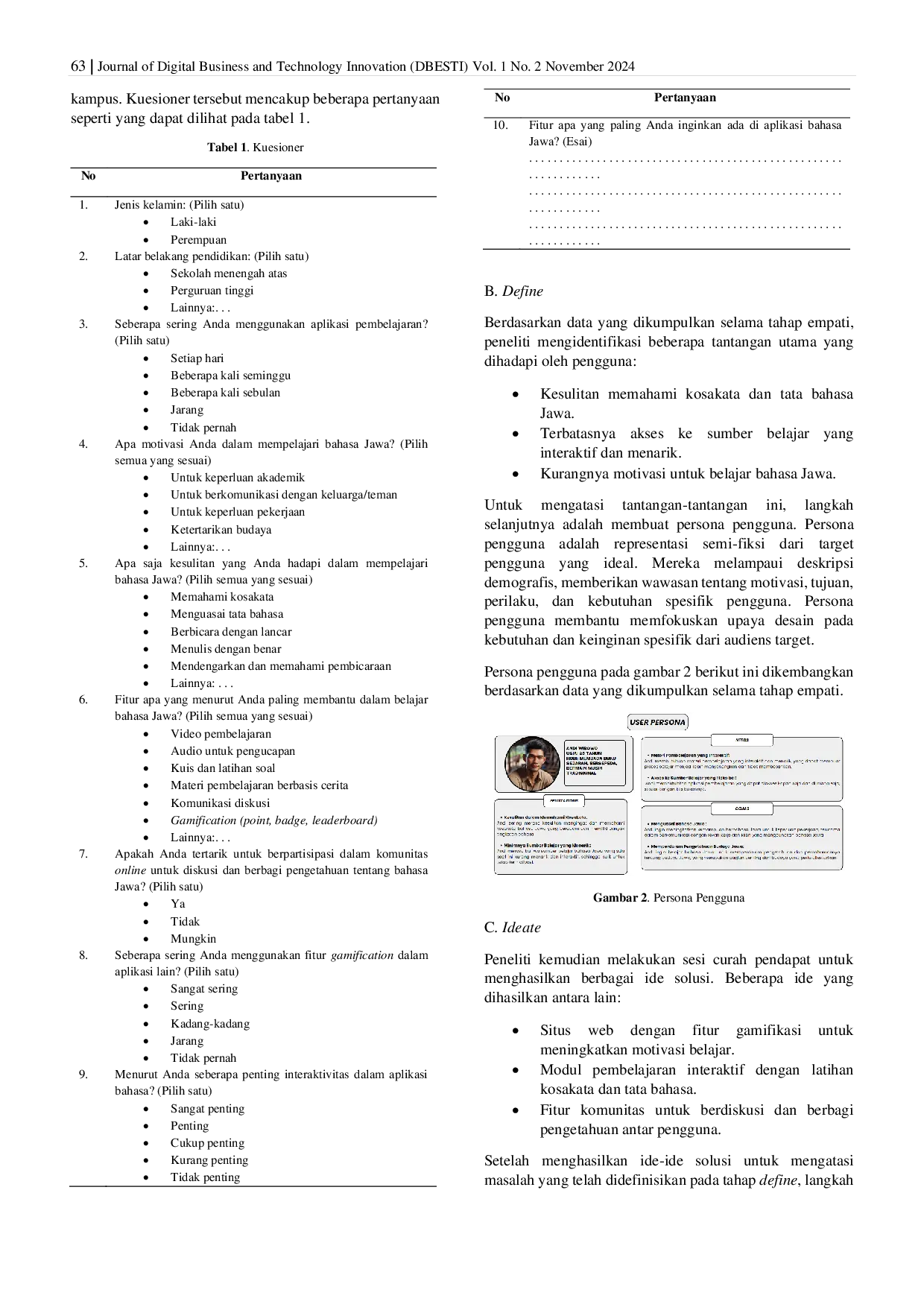 JURIS Designing a Javanese Language Learning Website Based on the Design Thinking Method