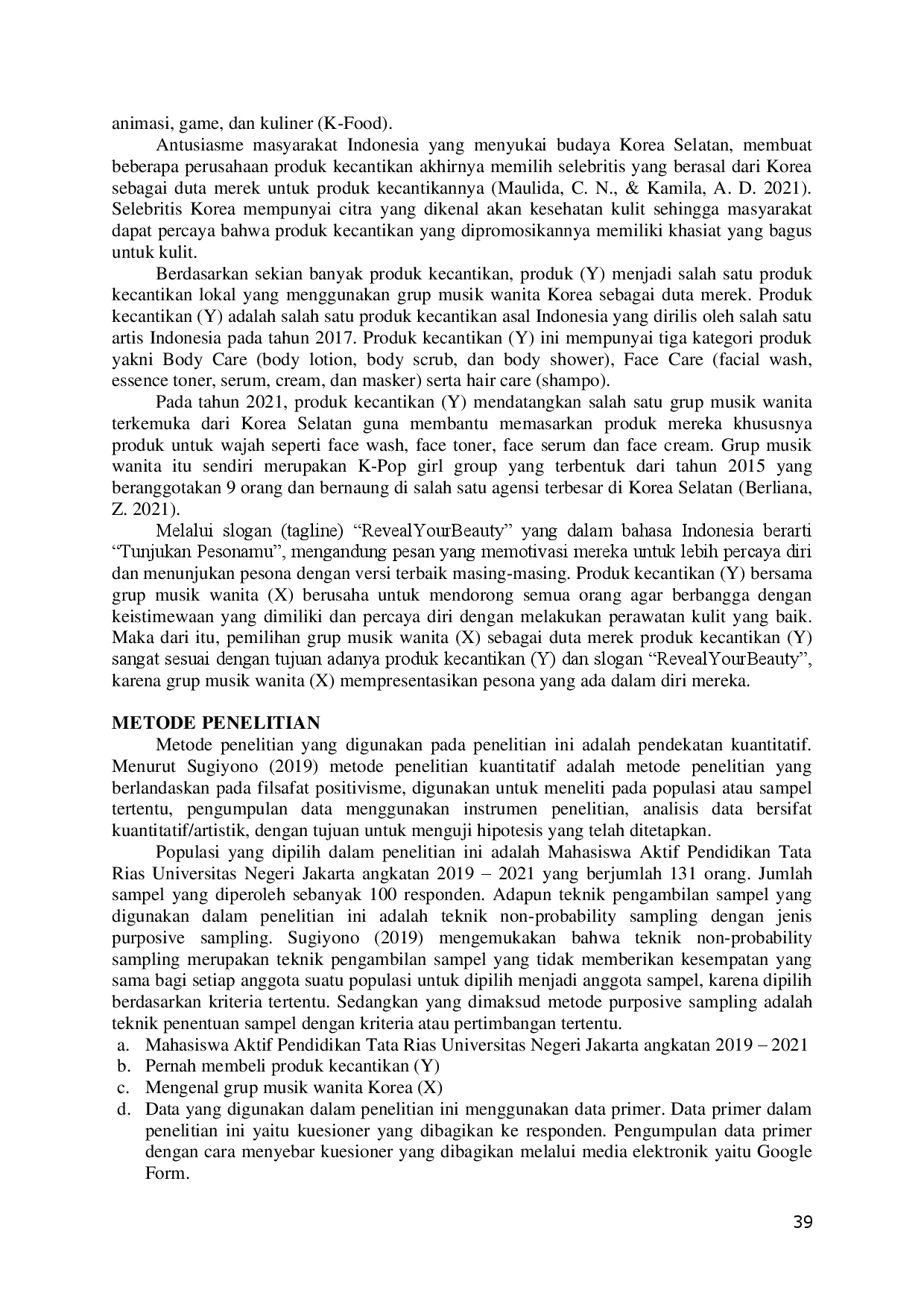 juris The Influence of Korean Female Music Group Brand Ambassadors and Brand Image on the Purchase Decision of Local Beauty Products