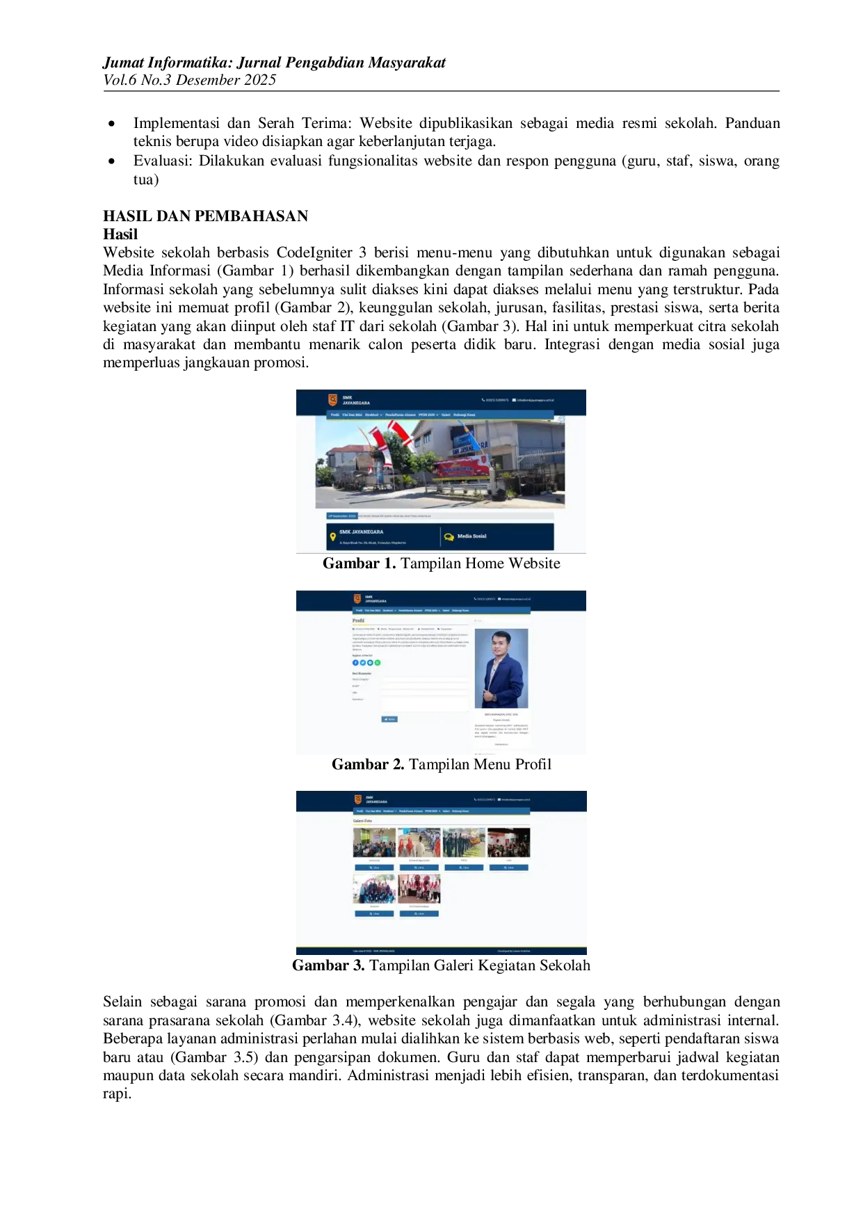 JURIS Implementasi Website Sekolah untuk Optimalisasi Promosi dan Administrasi Internal di SMK Jayanegara