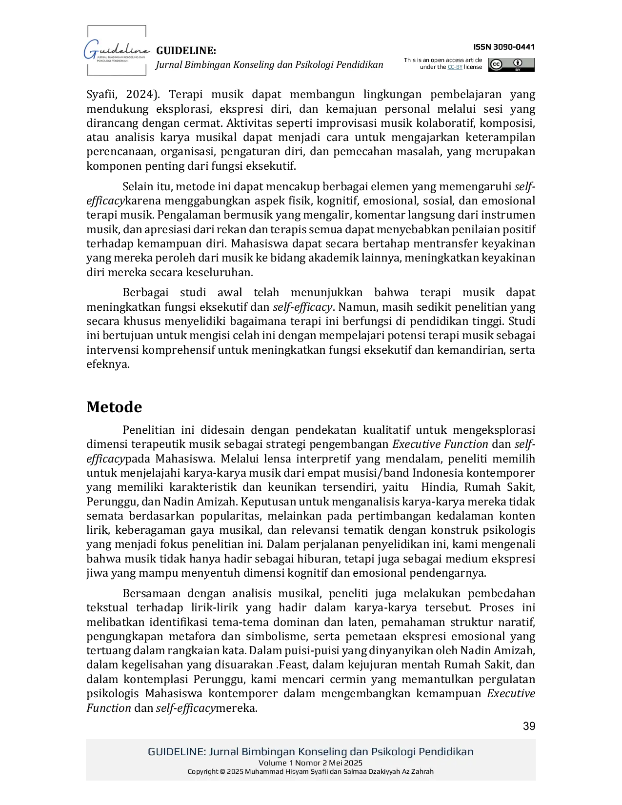 JURIS Music Therapy sebagai strategi Pengembangan Pendidikan Excecutive Function dan Self Efficacy pada Mahasiswa