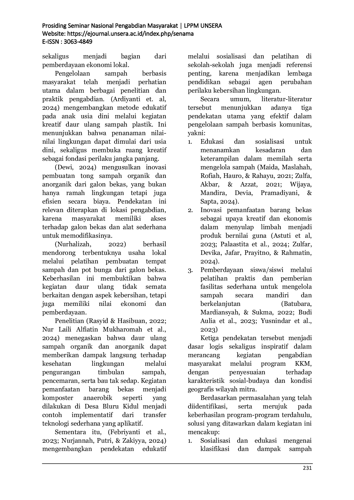 JURIS Pemanfaatan Galon Bekas sebagai Wadah Sampah Oleh Siswa SMP Shohibul Barokah