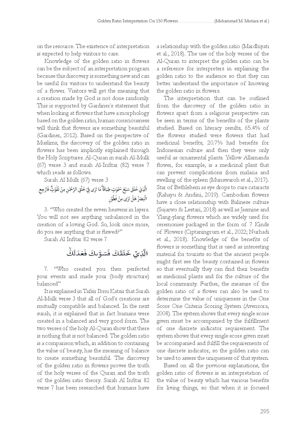 juris Golden Ratio Interpretation on 150 Flowers The Basic Information to Develop Ecotourism in Bogor Indonesia
