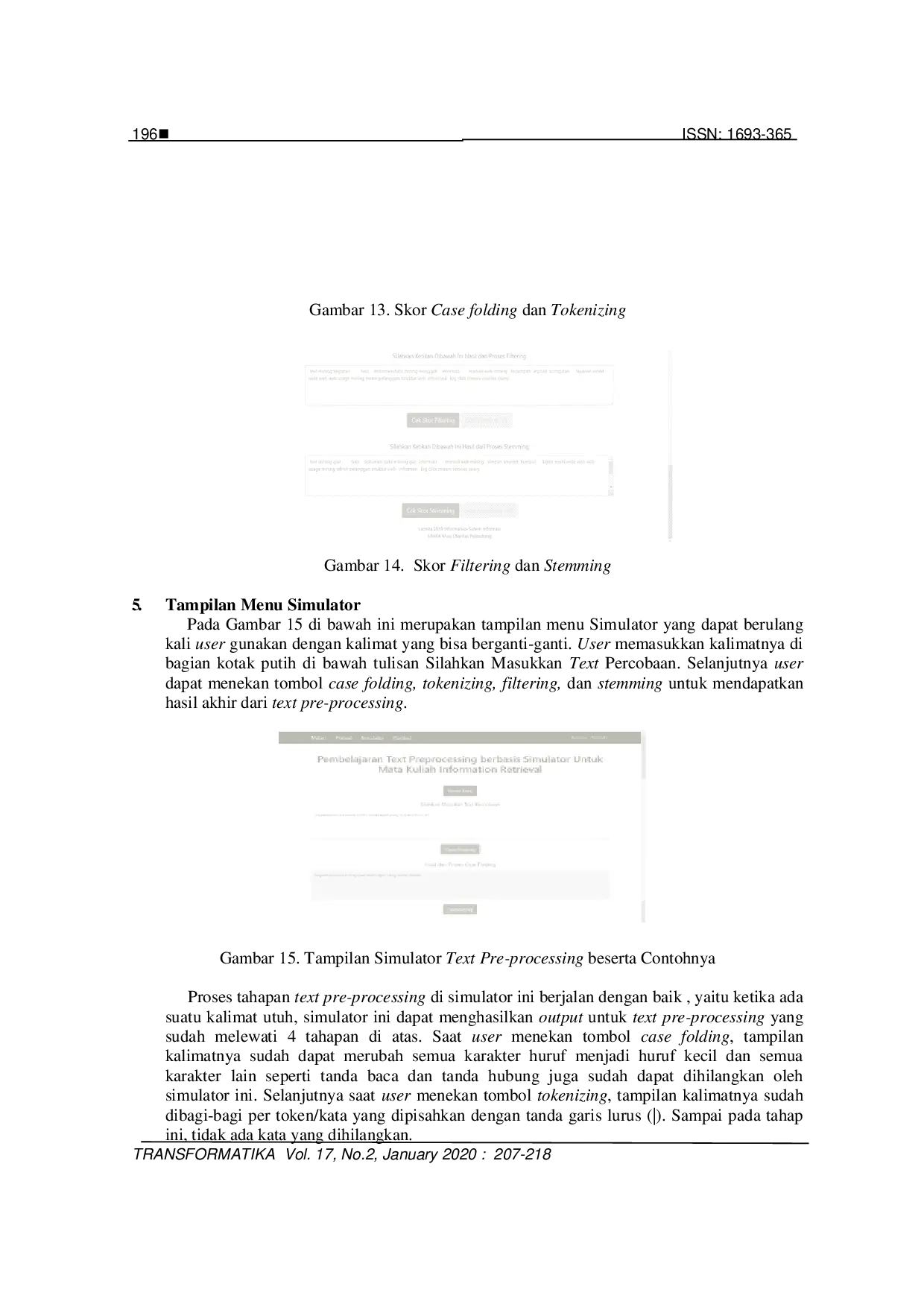 JURIS Pembelajaran Text Preprocessing berbasis Simulator Untuk Mata Kuliah Information Retrieval