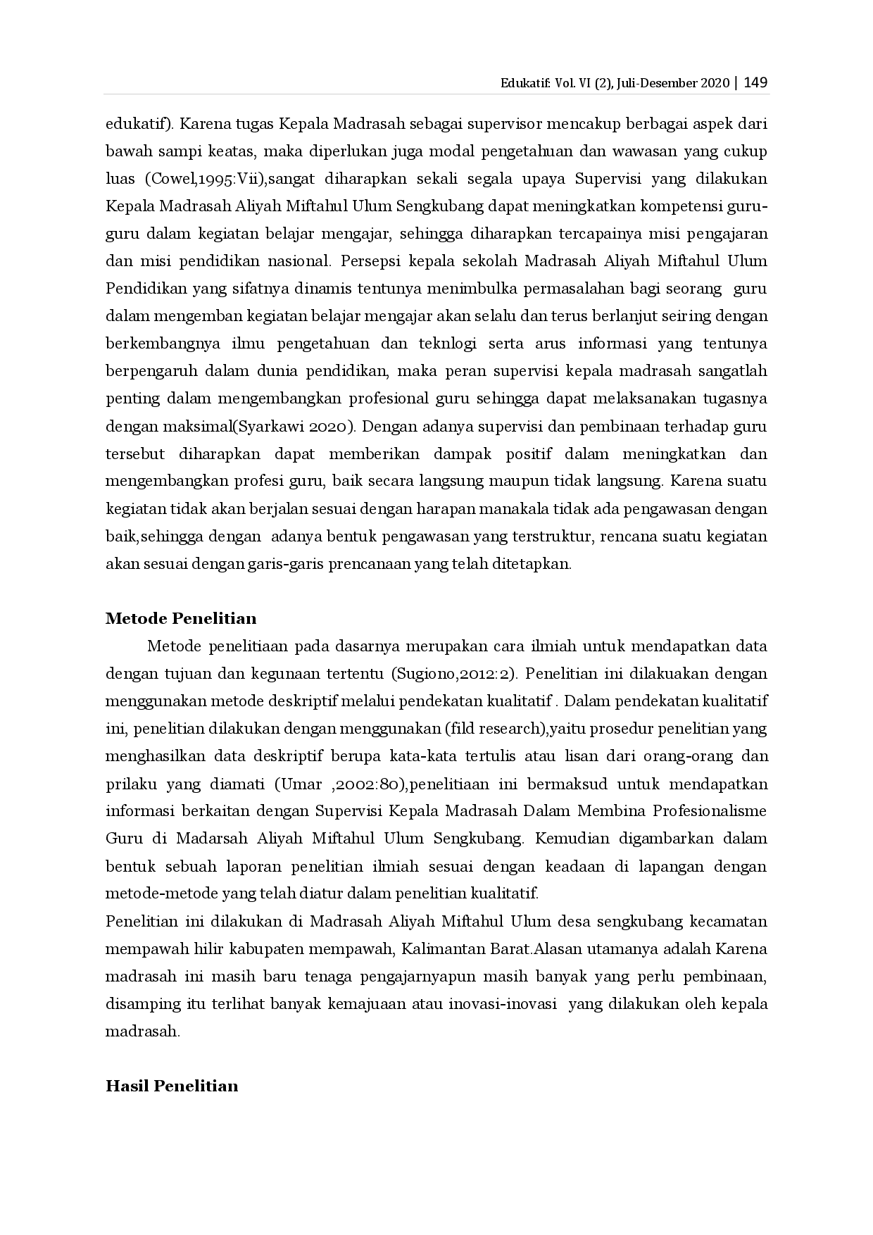 juris Supervisi Kepala Madrasah Dalam Membina Profesionalisme Guru