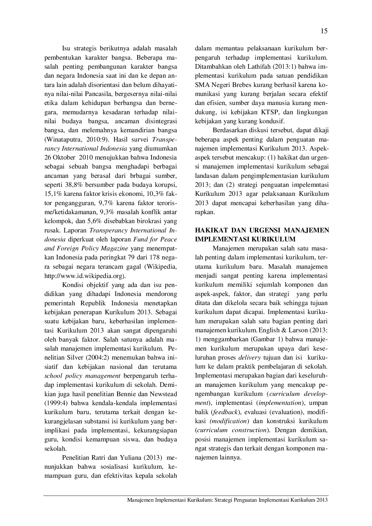 juris Manajemen Implementasi Kurikulum Strategi Penguatan Implementasi Kurikulum 2013