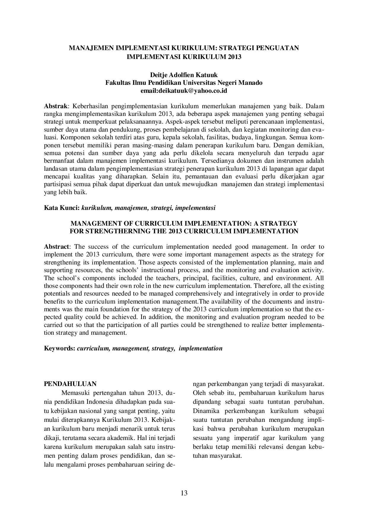 juris Manajemen Implementasi Kurikulum Strategi Penguatan Implementasi Kurikulum 2013