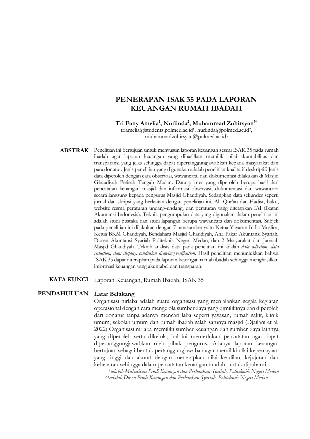 JURIS Penerapan ISAK 35 Pada Laporan Keuangan Rumah Ibadah